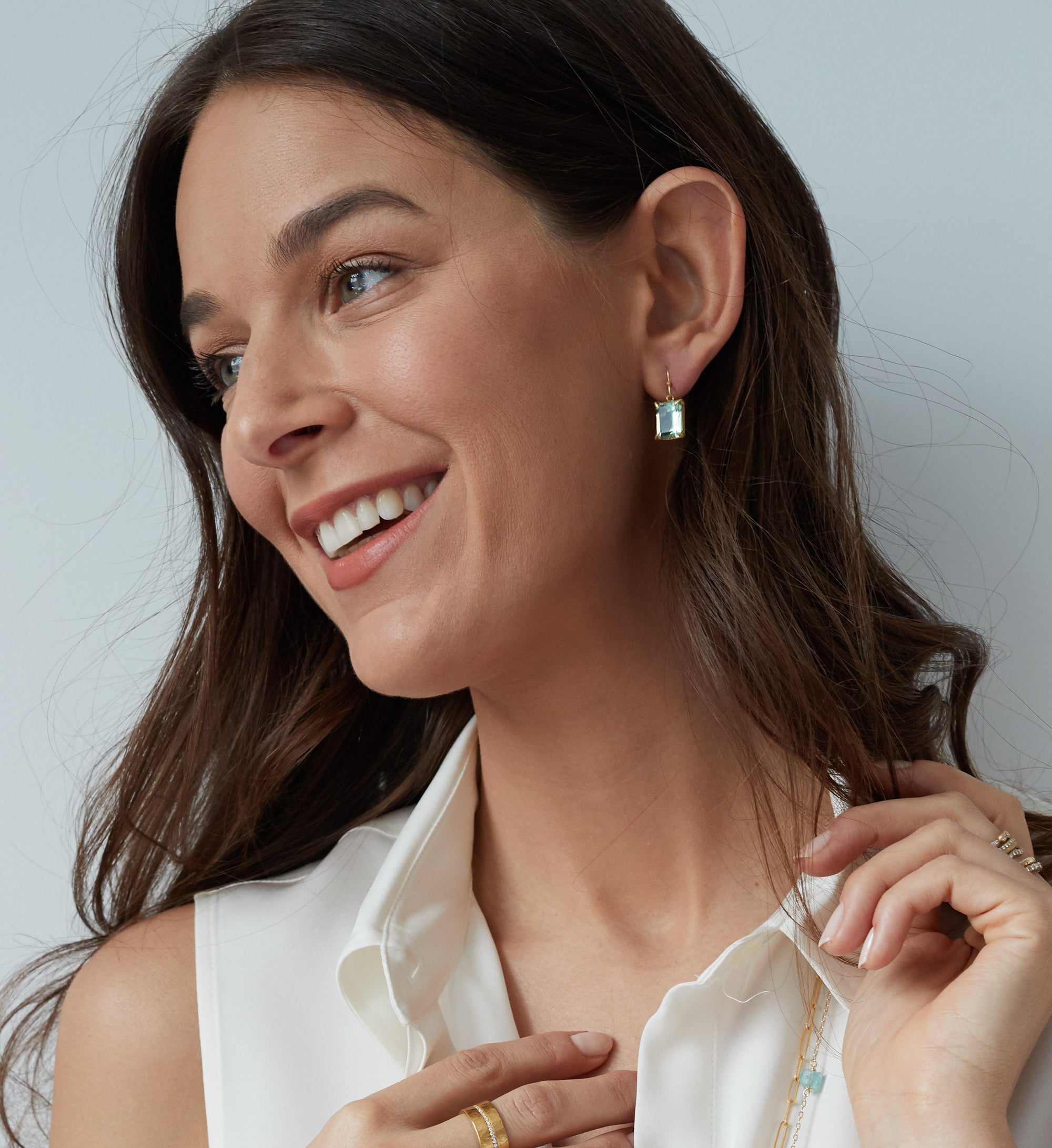 Green Amethyst Emerald Cut Earrings