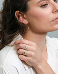 Wide Sterling Silver & 18K Pear - Shaped Icy Grey Diamond Ring - Peridot Fine Jewelry - Yasuko Azuma