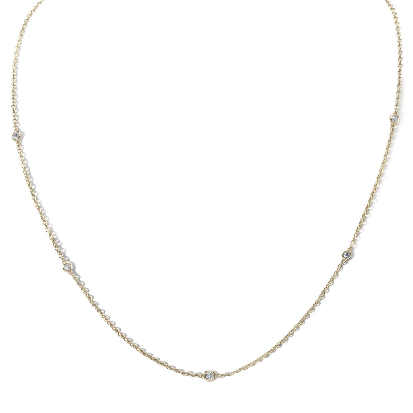 10K Five Bezel Diamond Chain - Peridot Fine Jewelry - Zahava