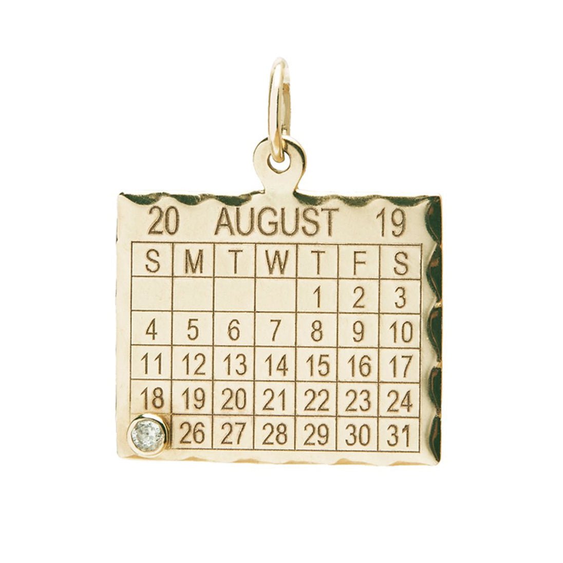 10K Gold &quot;1960s Calendar&quot; Customizable Pendant - Peridot Fine Jewelry - Zahava
