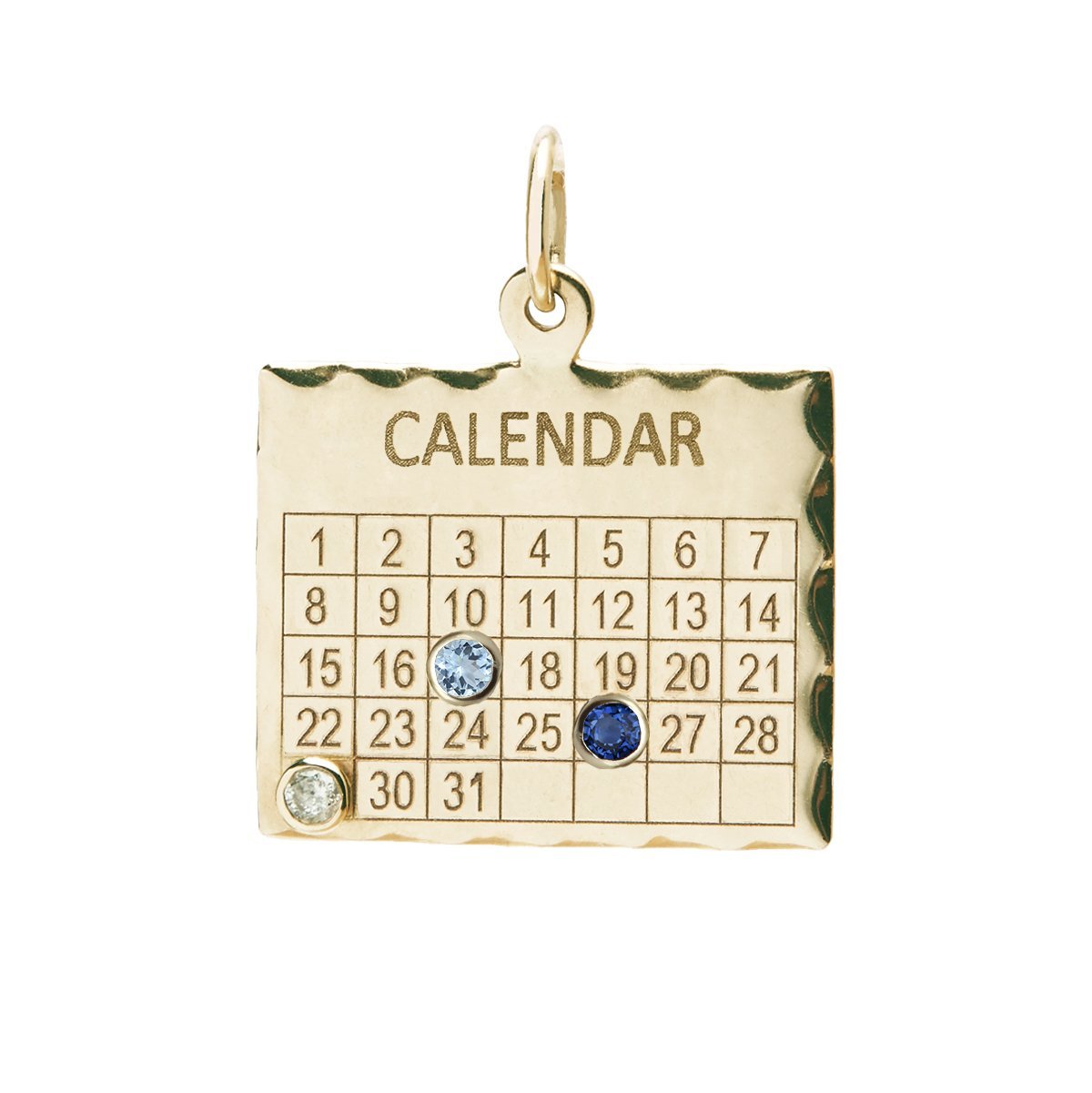 10K Gold &quot;1960s Calendar&quot; Multi-Date Customizable Pendant - Peridot Fine Jewelry - Zahava