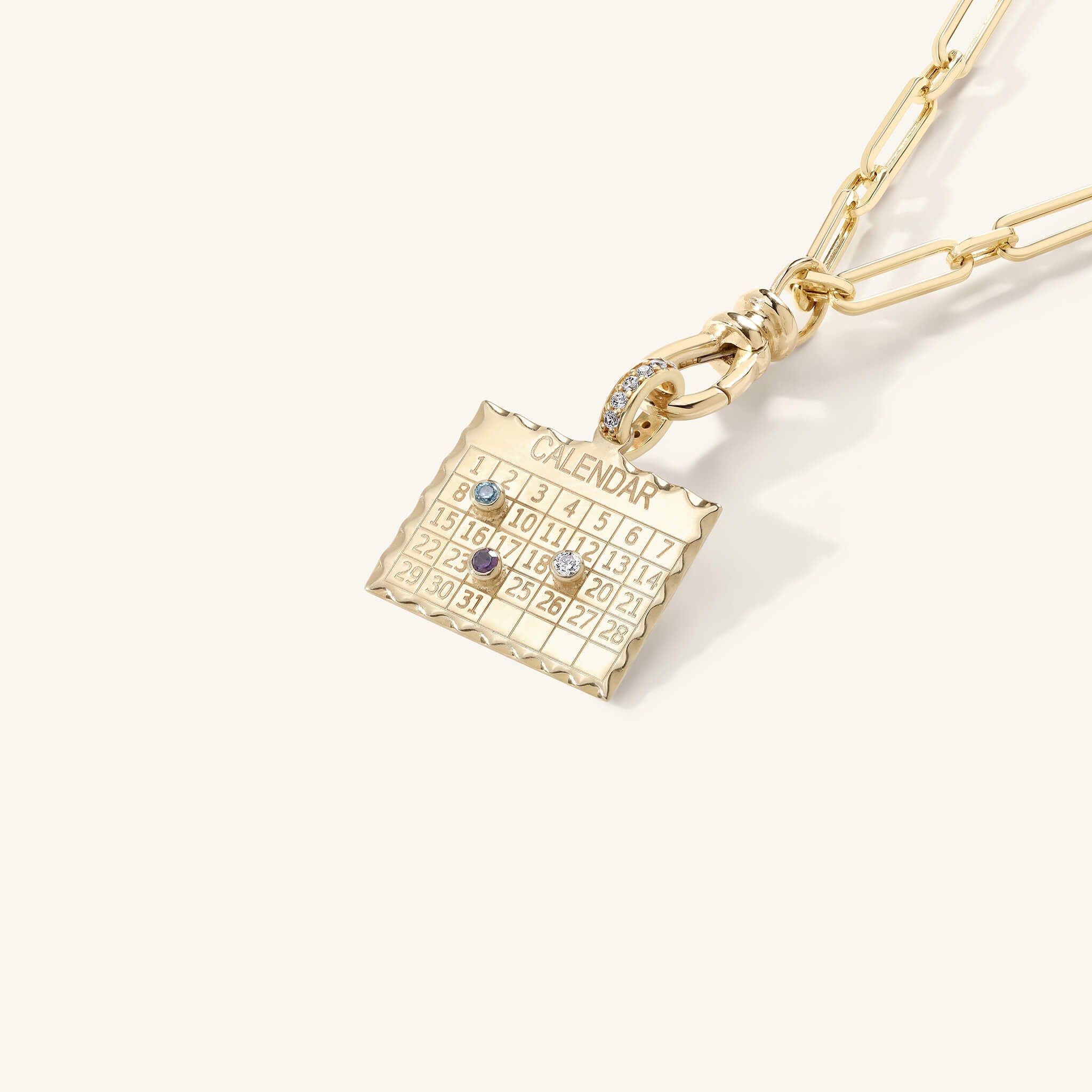 10K Gold "1960s Calendar" Multi-Date Customizable Pendant - Peridot Fine Jewelry - Zahava