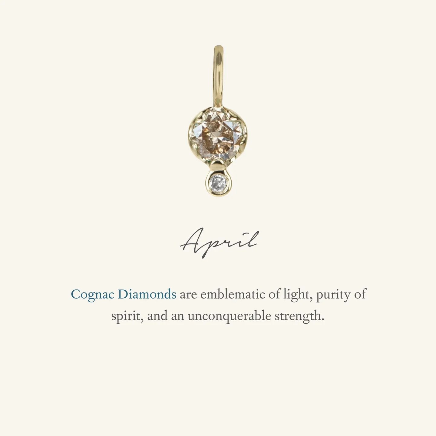 10K Gold Cognac Diamond Birthstone Charm with Diamond Drop - Peridot Fine Jewelry - Zahava