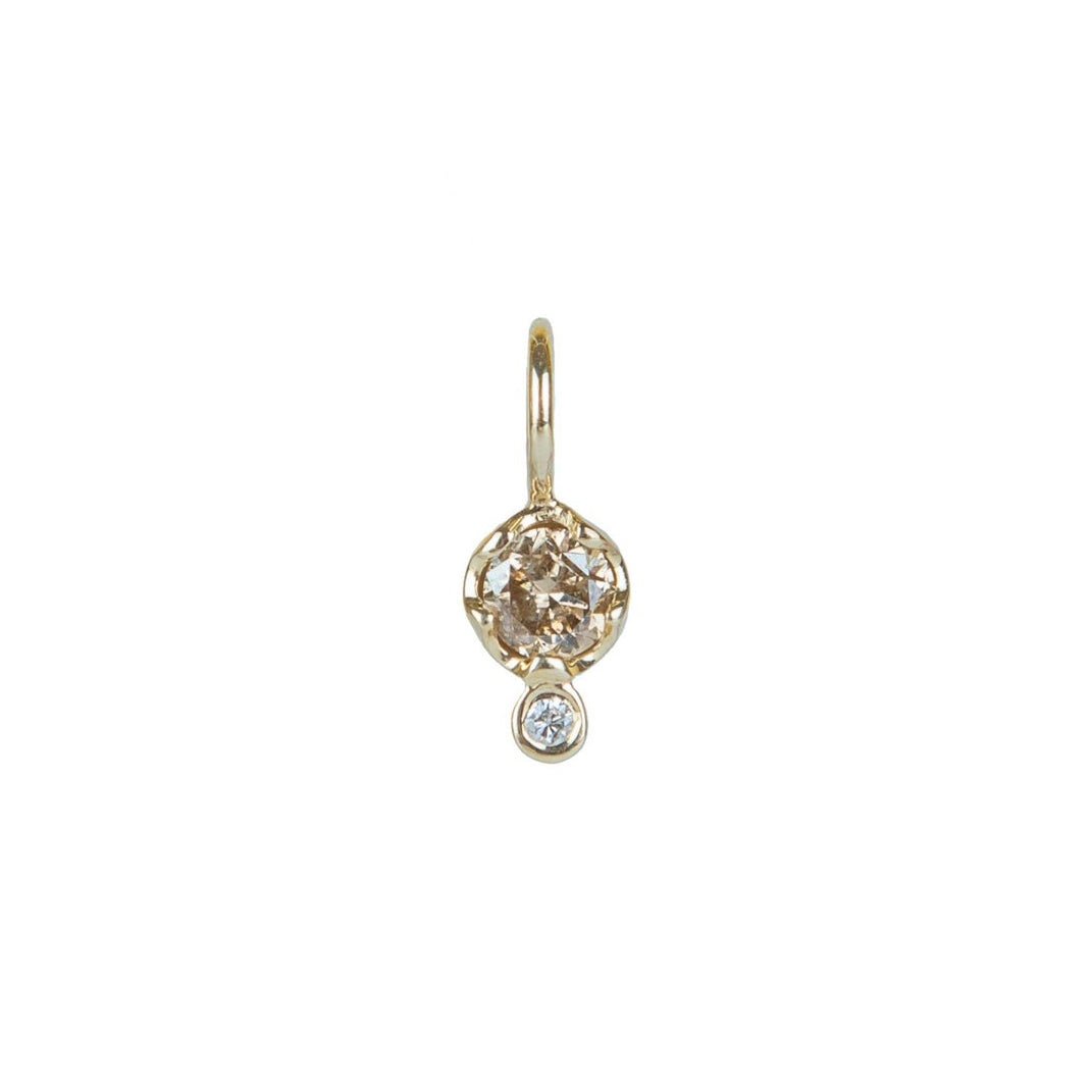 10K Gold Cognac Diamond Birthstone Charm with Diamond Drop - Peridot Fine Jewelry - Zahava