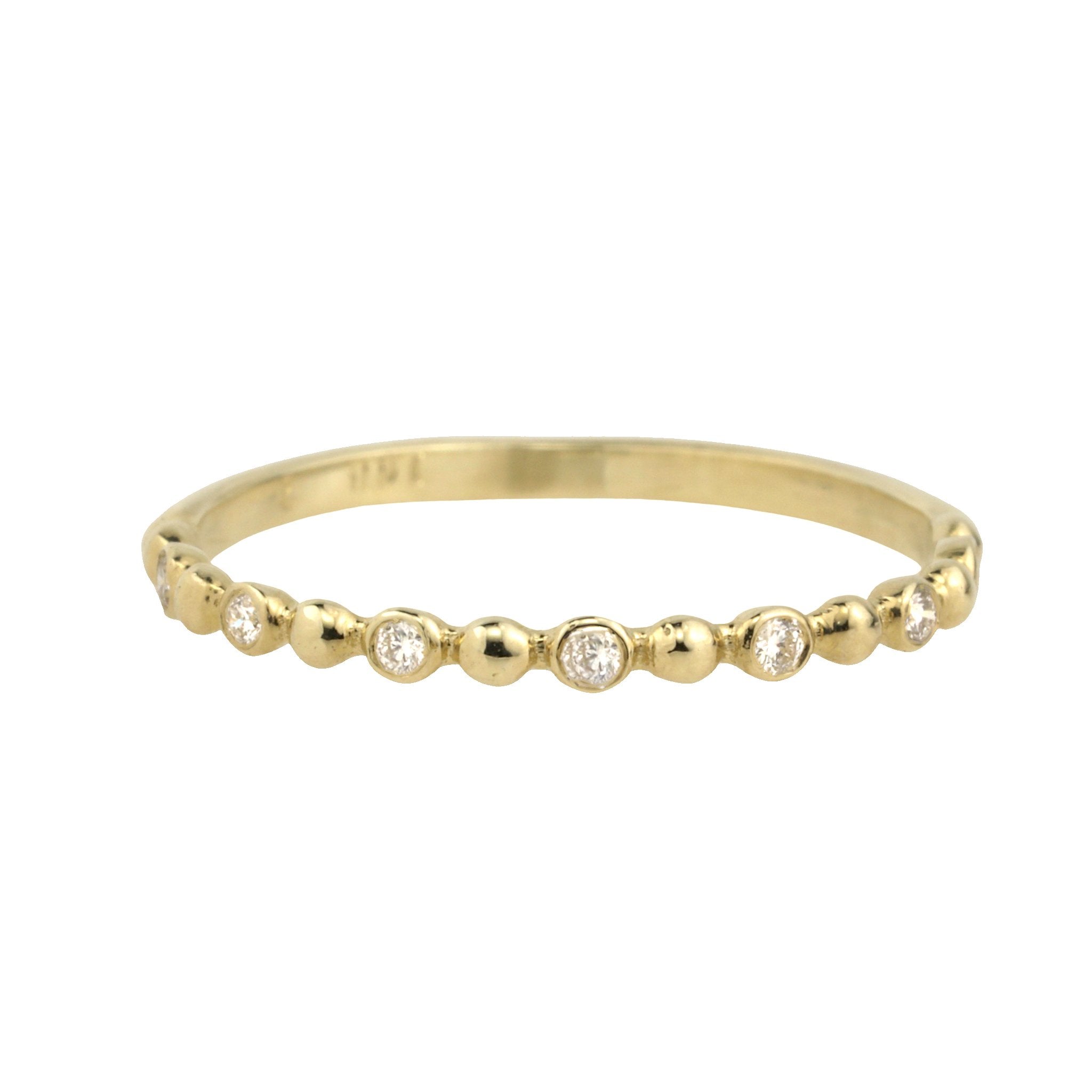 10K Gold &quot;Dotted&quot; Ring with 7 Diamond - Peridot Fine Jewelry - Zahava