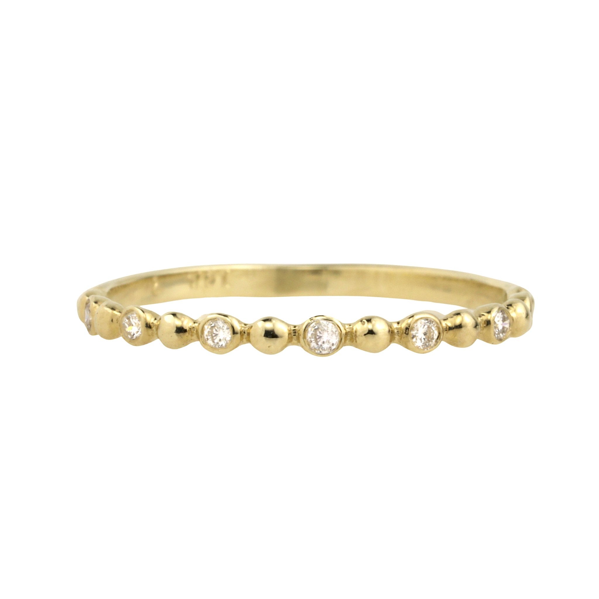 10K Gold &quot;Dotted&quot; Ring with 7 Diamond - Peridot Fine Jewelry - Zahava