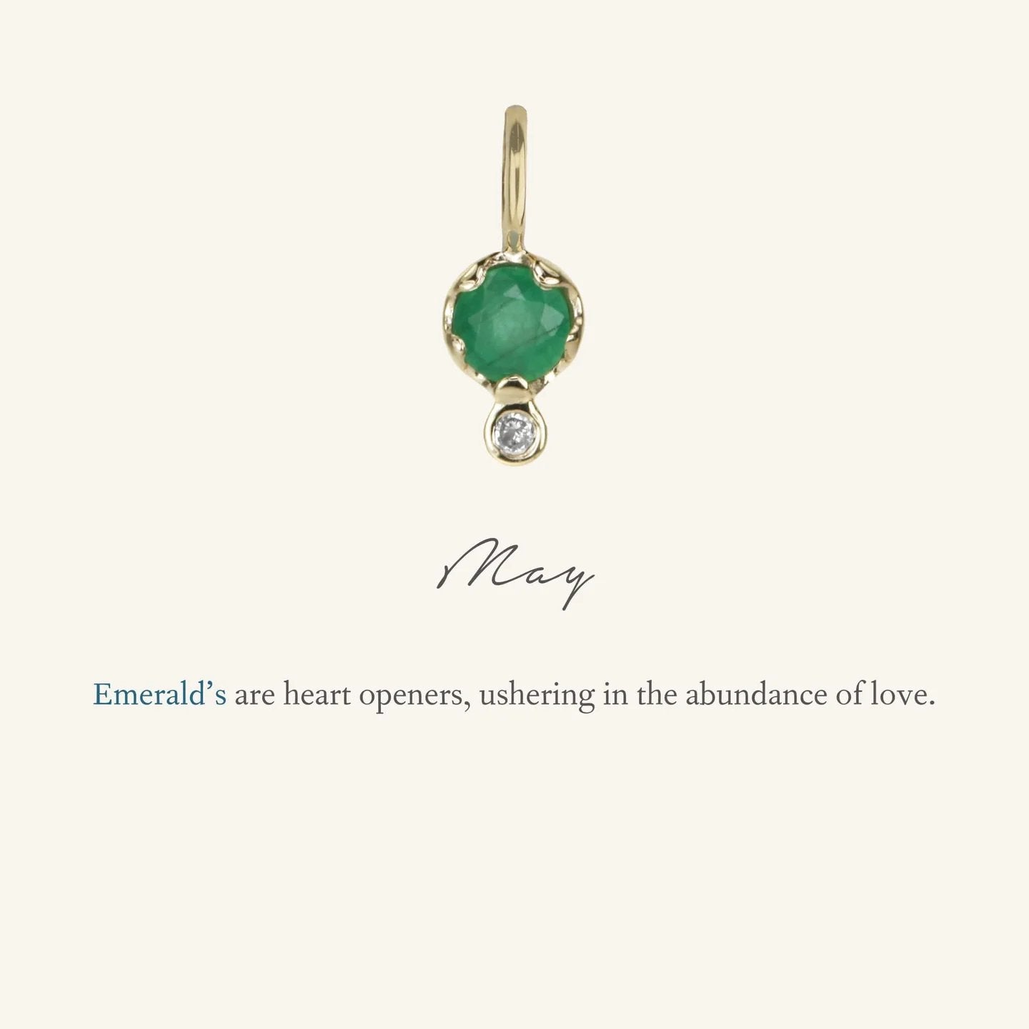 10K Gold Emerald Birthstone Charm with Diamond Drop - Peridot Fine Jewelry - Zahava