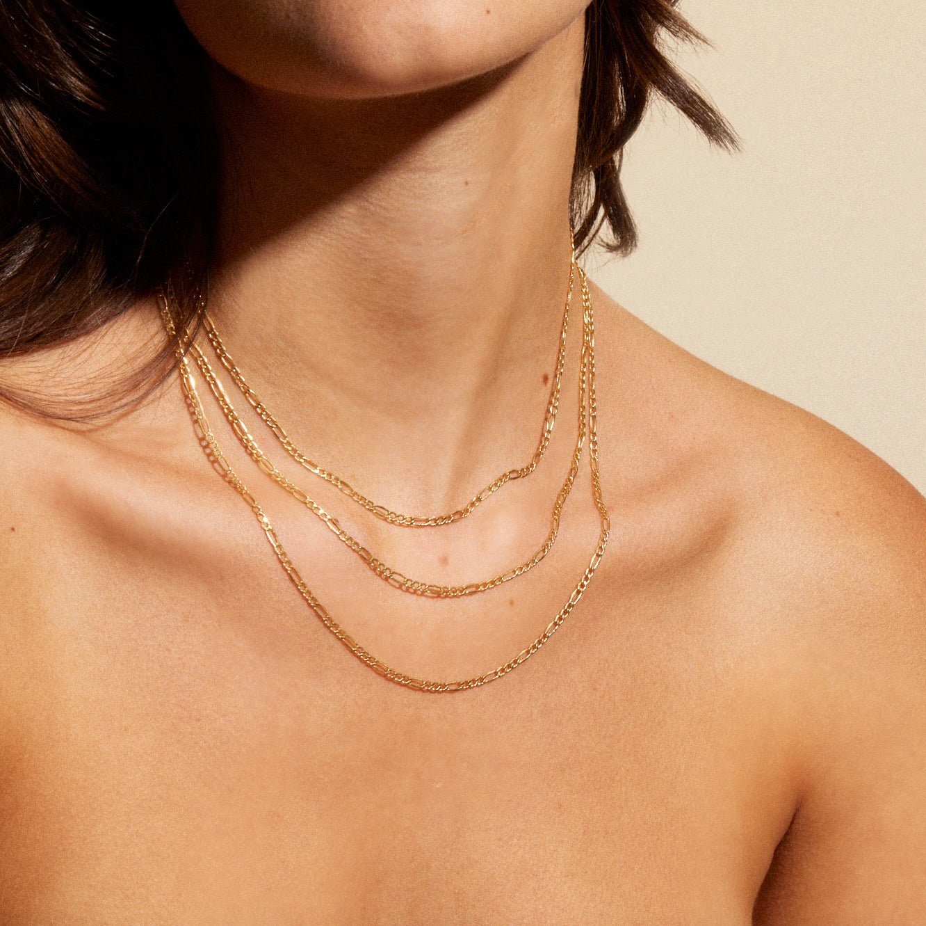 10K Gold &quot;Figaro&quot; Vintage-Style Chain - 16&quot; - Peridot Fine Jewelry - Zahava