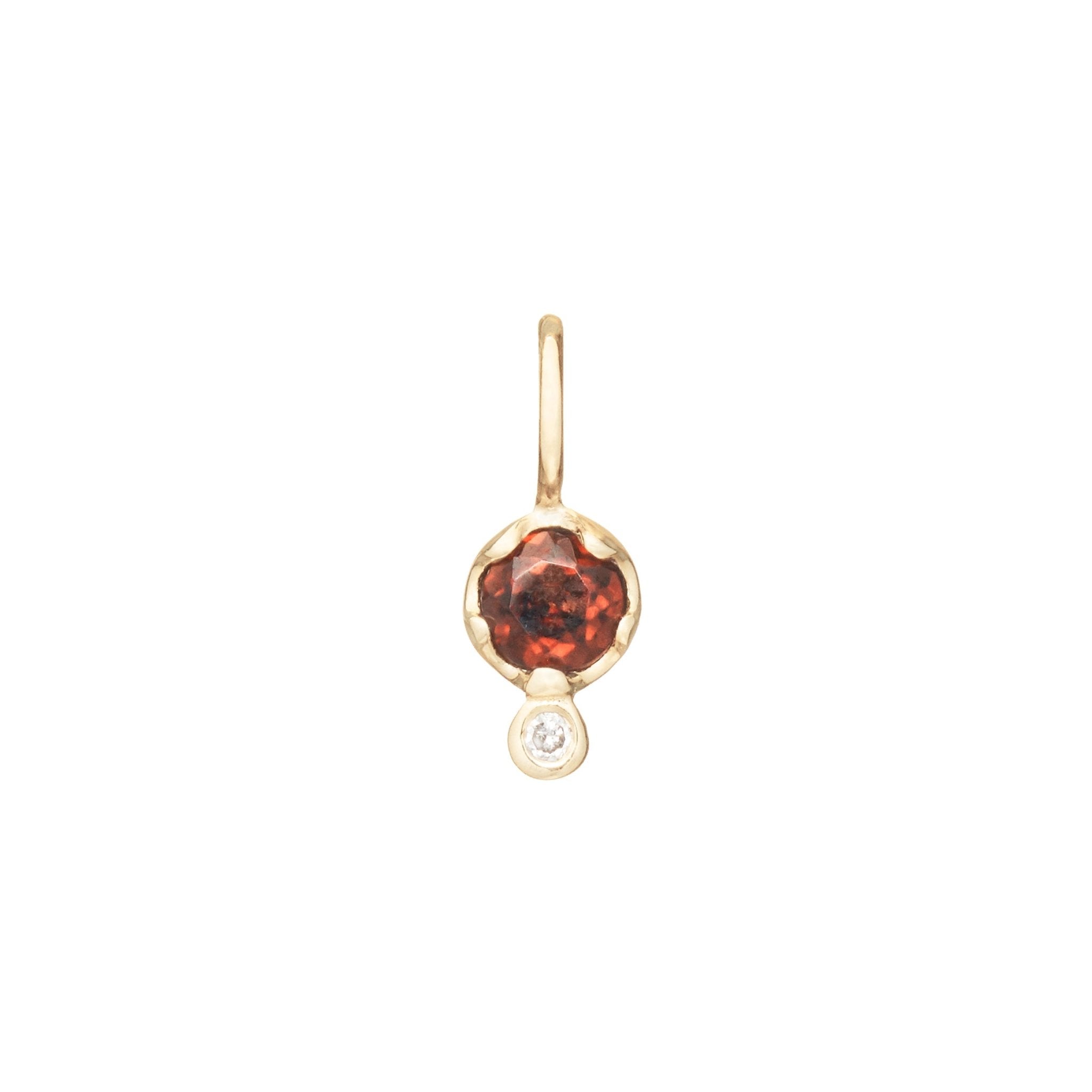 10K Gold Garnet Birthstone Charm with Diamond Drop - Peridot Fine Jewelry - Zahava