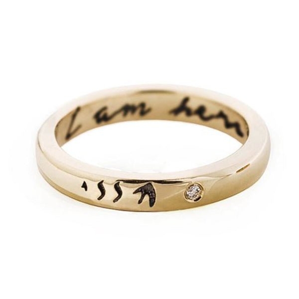 10K Gold &quot;I Am Here&quot; Band - Peridot Fine Jewelry - Zahava