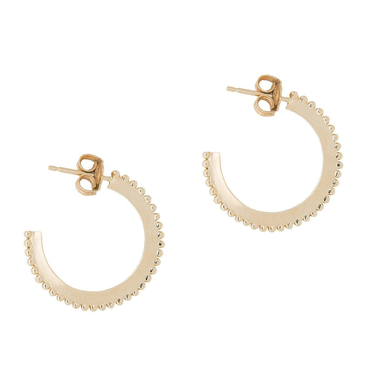 10K Gold Large &quot;Dotted&quot; Hoop Earrings - Peridot Fine Jewelry - Zahava