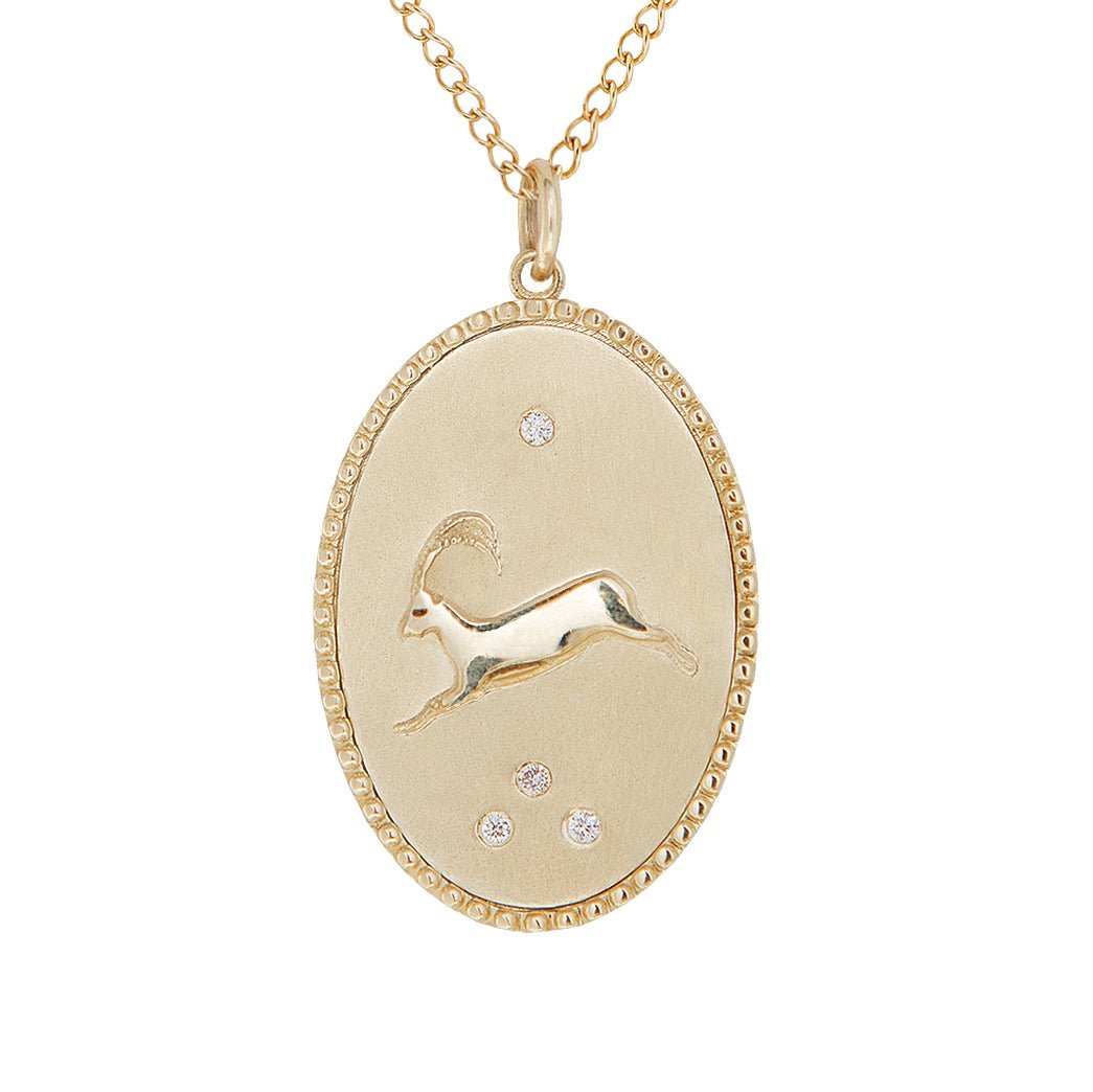 10K Gold Large &quot;Ibex&quot; Necklace with Diamond Detail - Peridot Fine Jewelry - Zahava