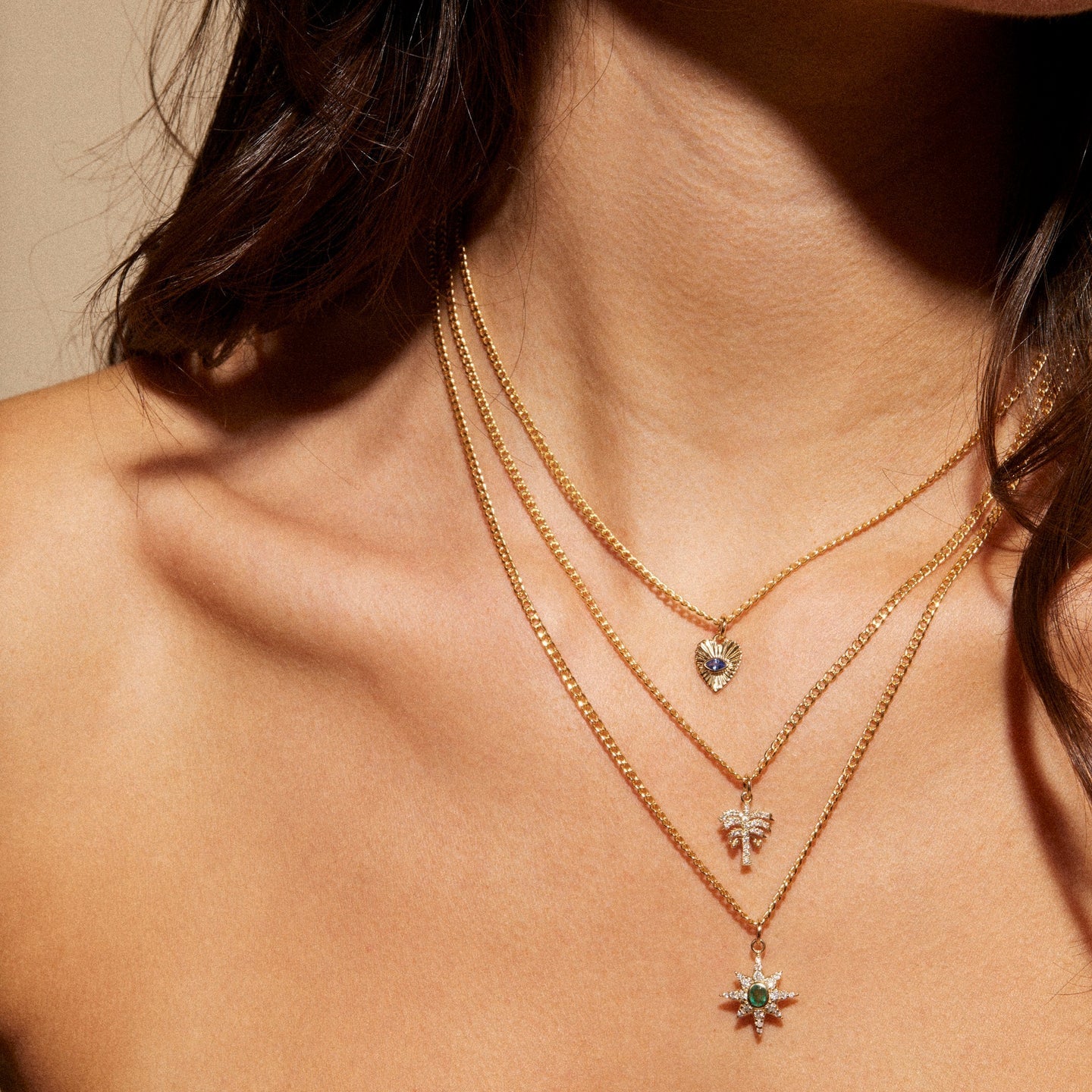 10K Gold Mini Emerald Starburst Pendant - Peridot Fine Jewelry - Zahava