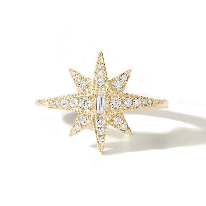 10K Gold &quot;North Star&quot; Pave Diamond Ring - Peridot Fine Jewelry - Zahava