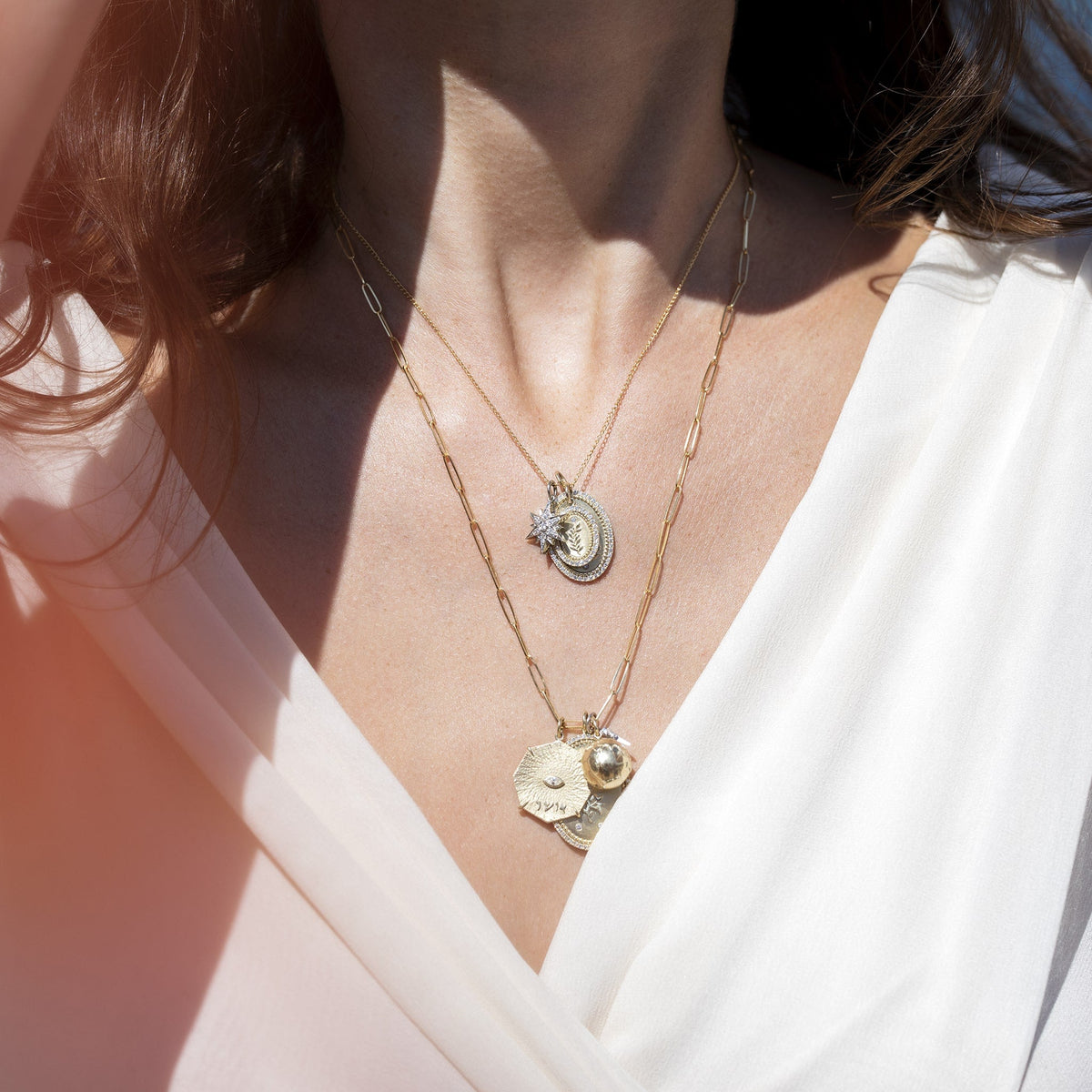 10K Gold Octagon "Bliss" Pendant with Pave Diamond Border - Peridot Fine Jewelry - Zahava