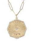 10K Gold Octagon "Bliss" Pendant with Pave Diamond Border - Peridot Fine Jewelry - Zahava