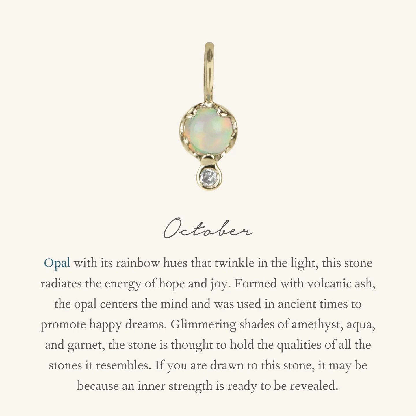 10K Gold Opal Birthstone Charm with Diamond Drop - Peridot Fine Jewelry - Zahava