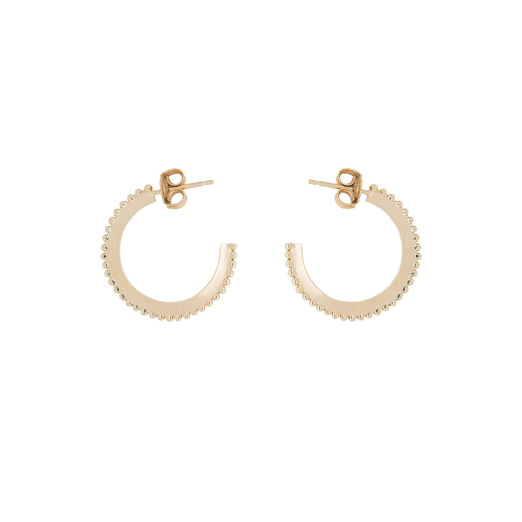10K Gold Small &quot;Dotted&quot; Hoop Earrings - Peridot Fine Jewelry - Zahava