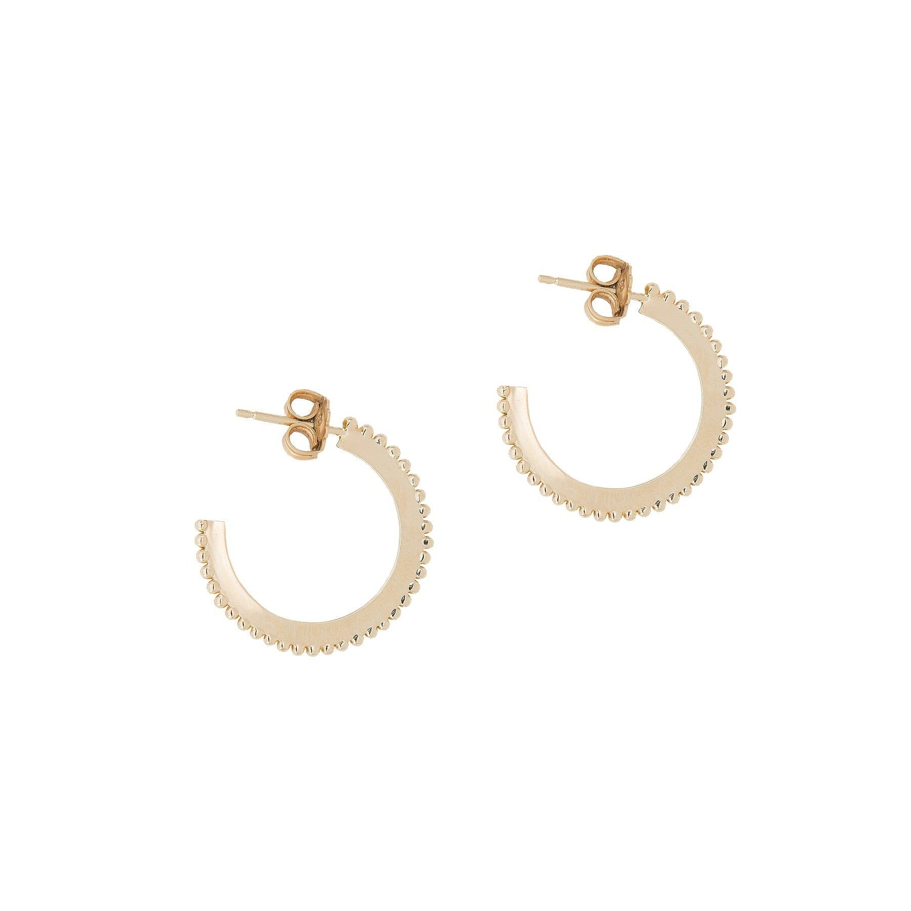 10K Gold Small &quot;Dotted&quot; Hoop Earrings - Peridot Fine Jewelry - Zahava