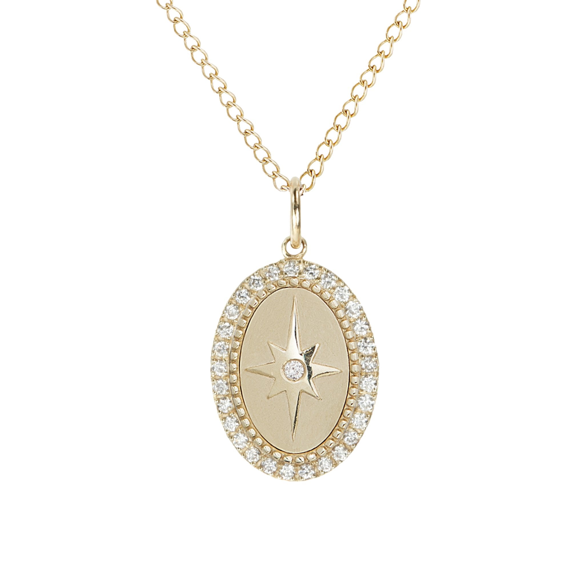10K Gold Small Pave Diamond &quot;Star&quot; Necklace - Peridot Fine Jewelry - Zahava