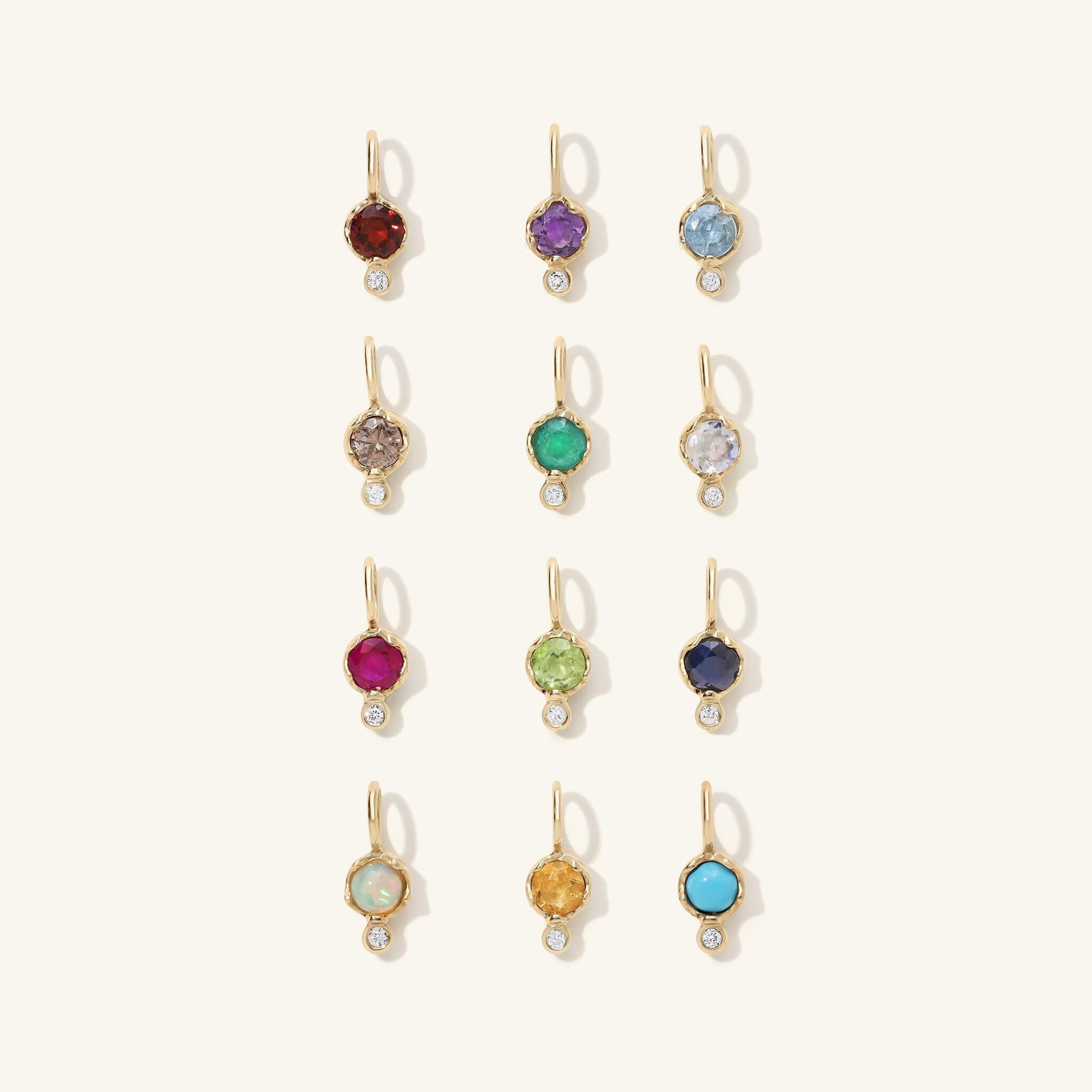 10K Gold Turquoise Birthstone Charm with Diamond Drop - Peridot Fine Jewelry - Zahava
