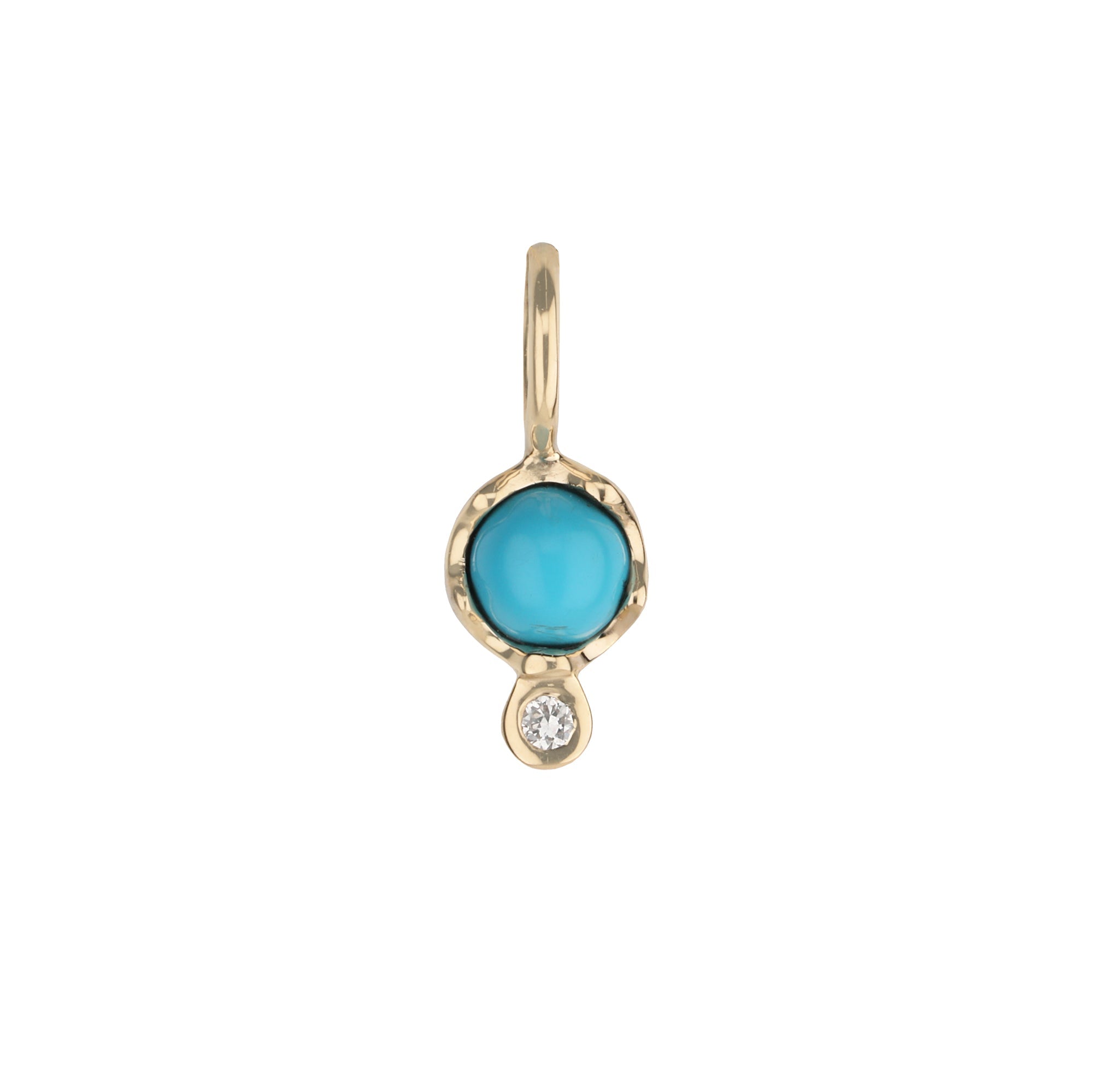10K Gold Turquoise Birthstone Charm with Diamond Drop - Peridot Fine Jewelry - Zahava