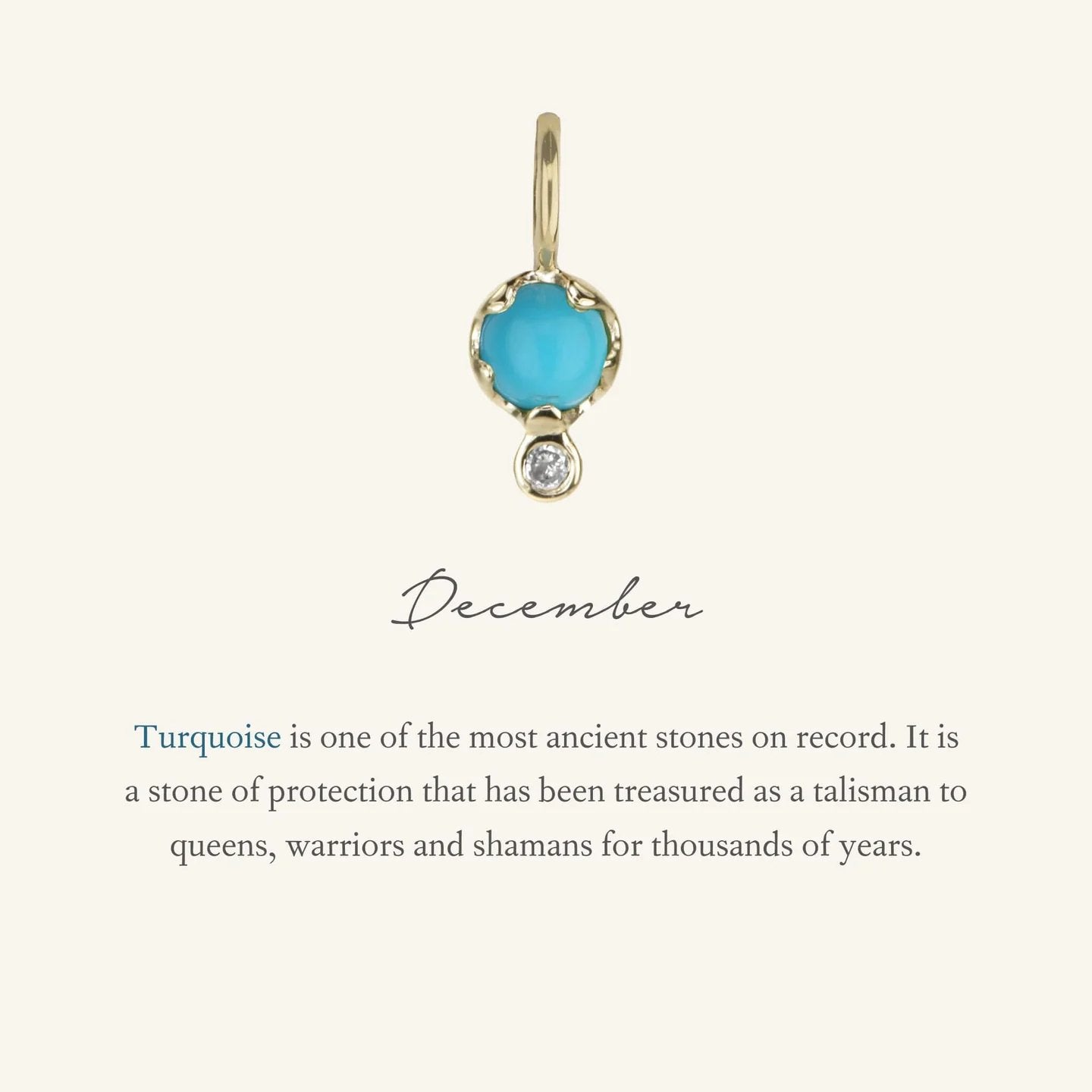 10K Gold Turquoise Birthstone Charm with Diamond Drop - Peridot Fine Jewelry - Zahava