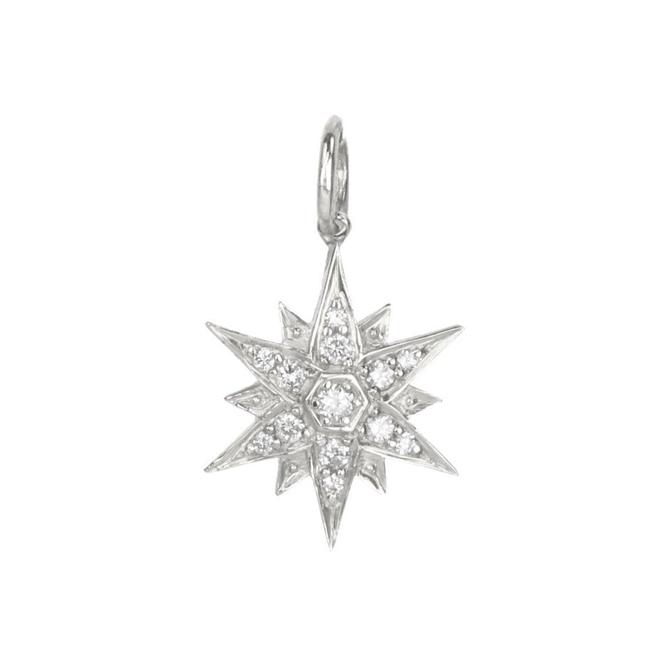 10K White Gold &quot;North Star&quot; Diamond Constellation Charm - Peridot Fine Jewelry - Zahava