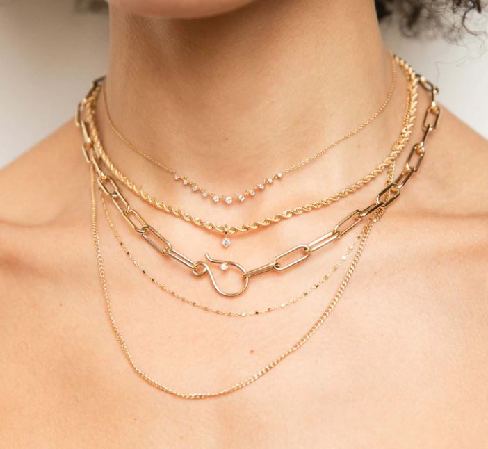 Zoe Chicco Gold Necklace with Graduated Diamonds