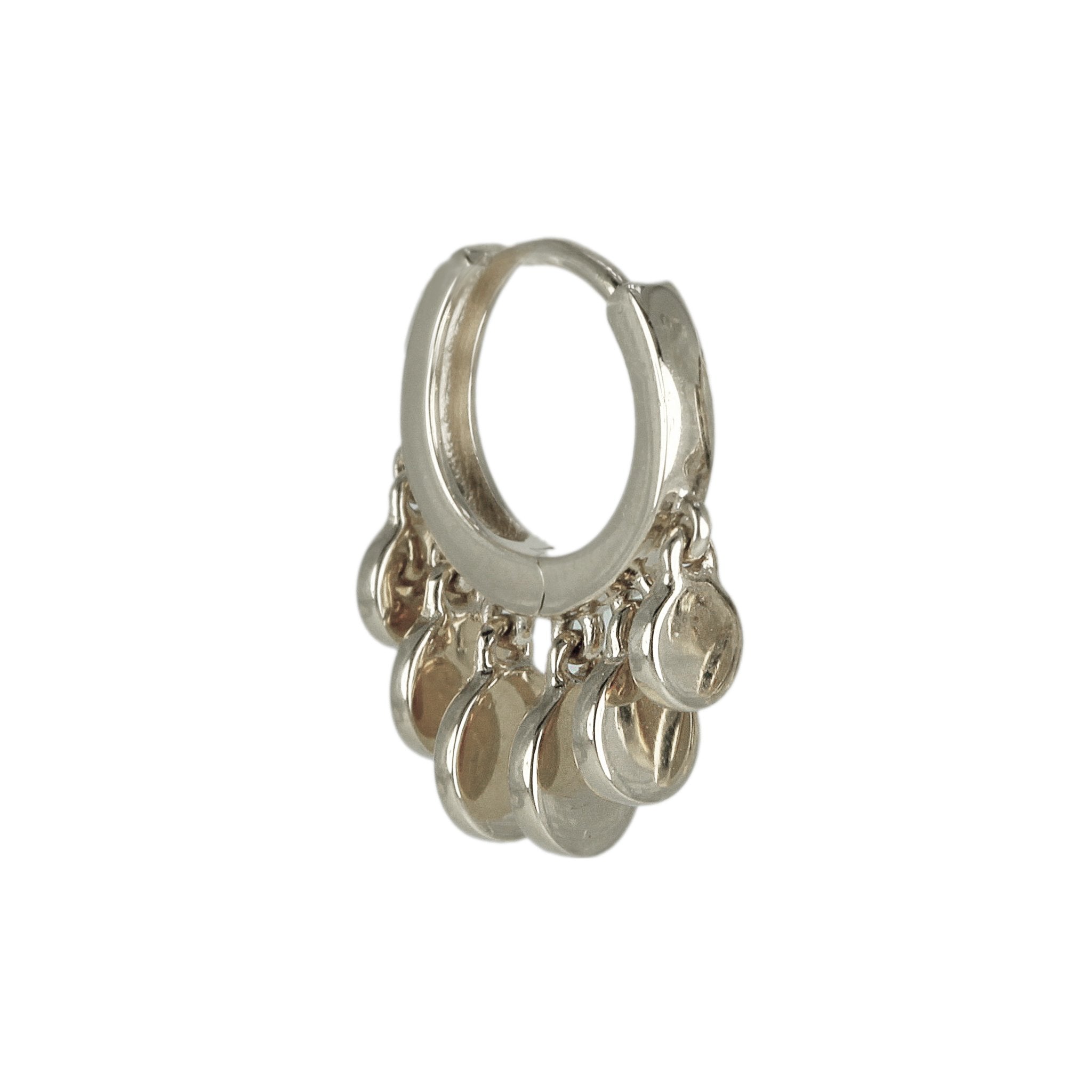 14 Karat White Gold Mini Solid Disc Shaker Hoop Earring - Peridot Fine Jewelry - Jacquie Aiche