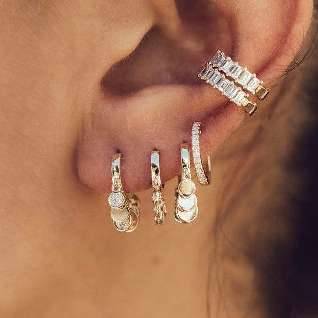 14 Karat Yellow Gold Mini Solid Disc Shaker Hoop Earring - Peridot Fine Jewelry - Jacquie Aiche