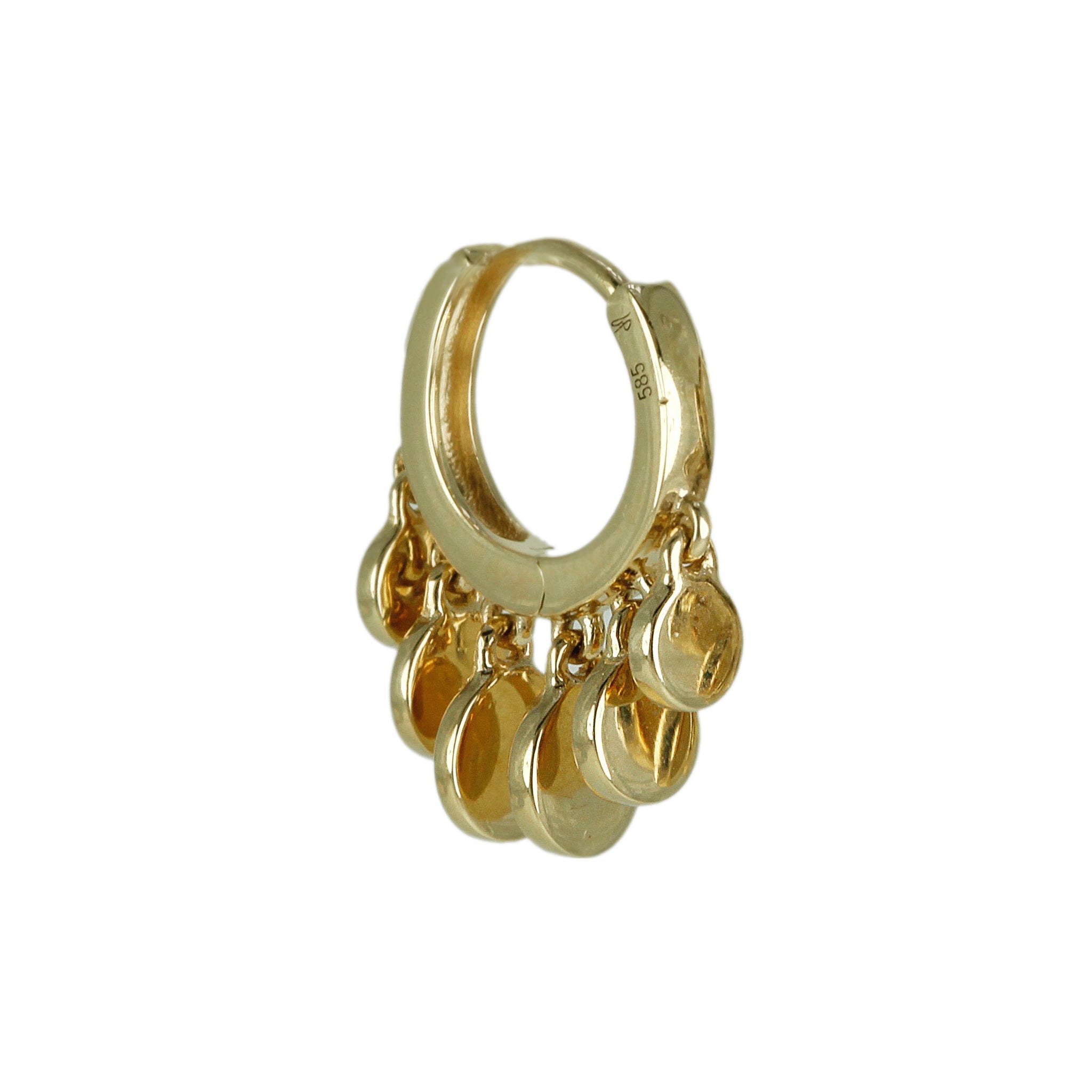 14 Karat Yellow Gold Mini Solid Disc Shaker Hoop Earring - Peridot Fine Jewelry - Jacquie Aiche