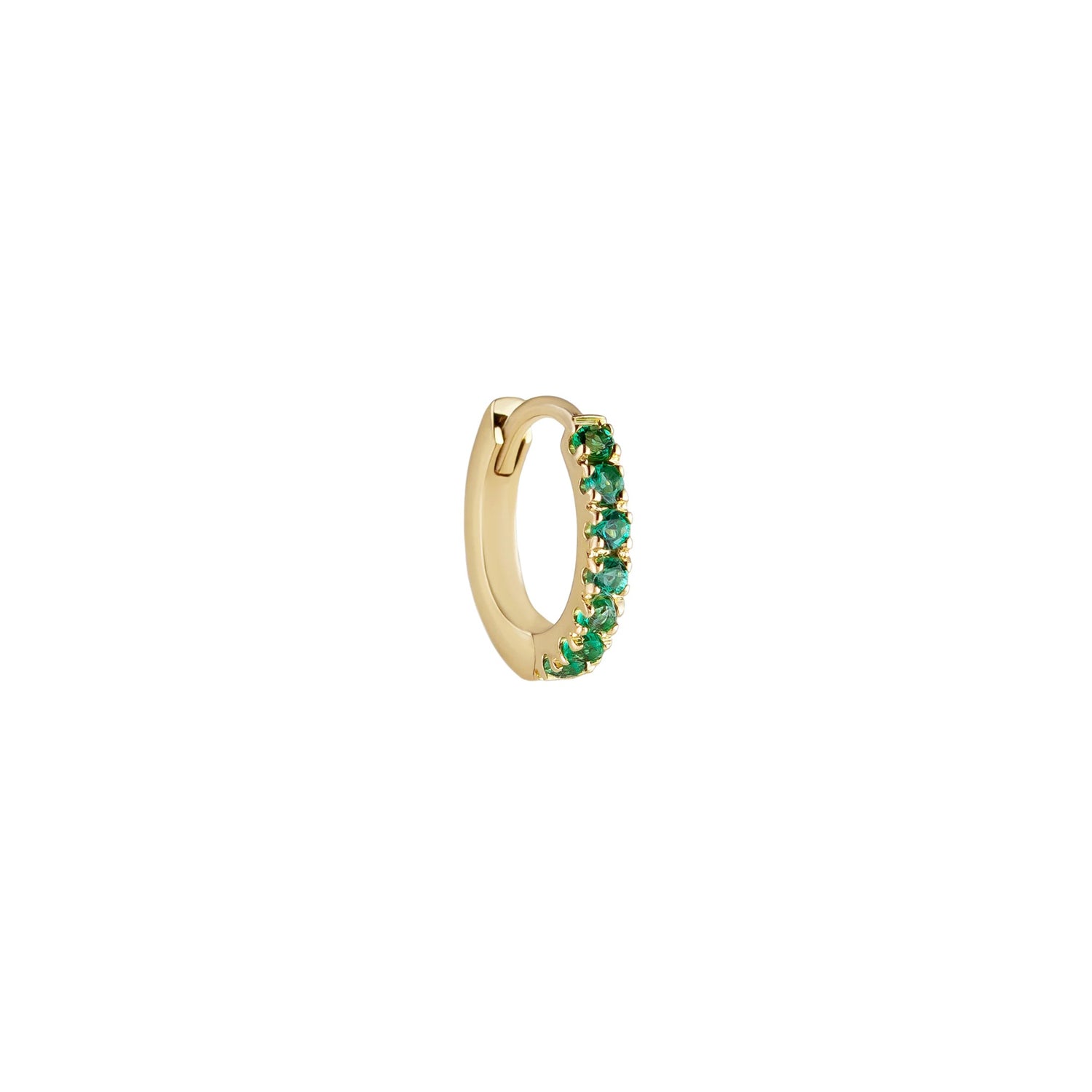 Metier by Tomfoolery 9K Gold Pave Emerald Click HoopsMetier by Tomfoolery 9K Gold Pave Emerald Click Hoops