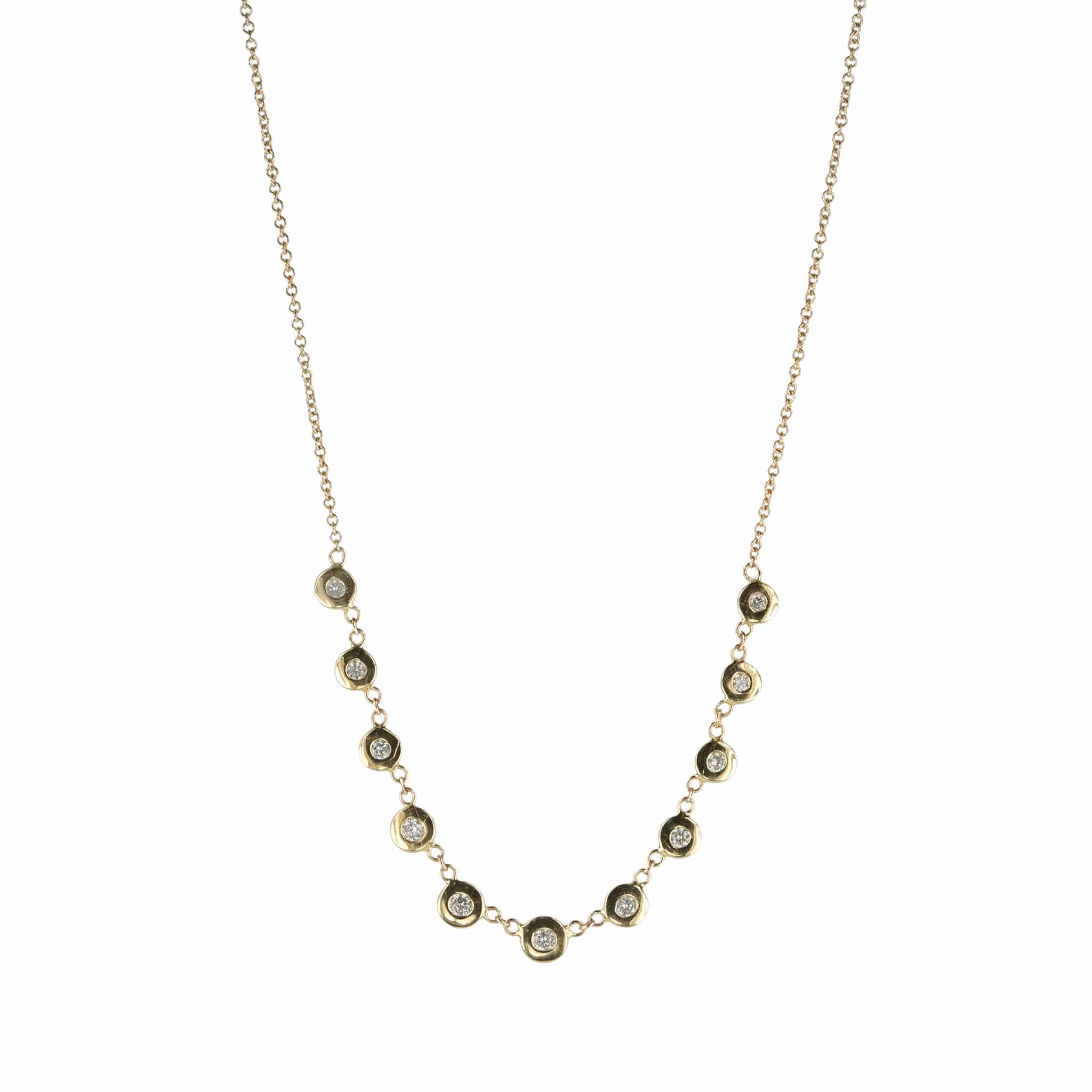 14K &quot;Emily&quot; Necklace with 11 Diamonds - Peridot Fine Jewelry - Jacquie Aiche