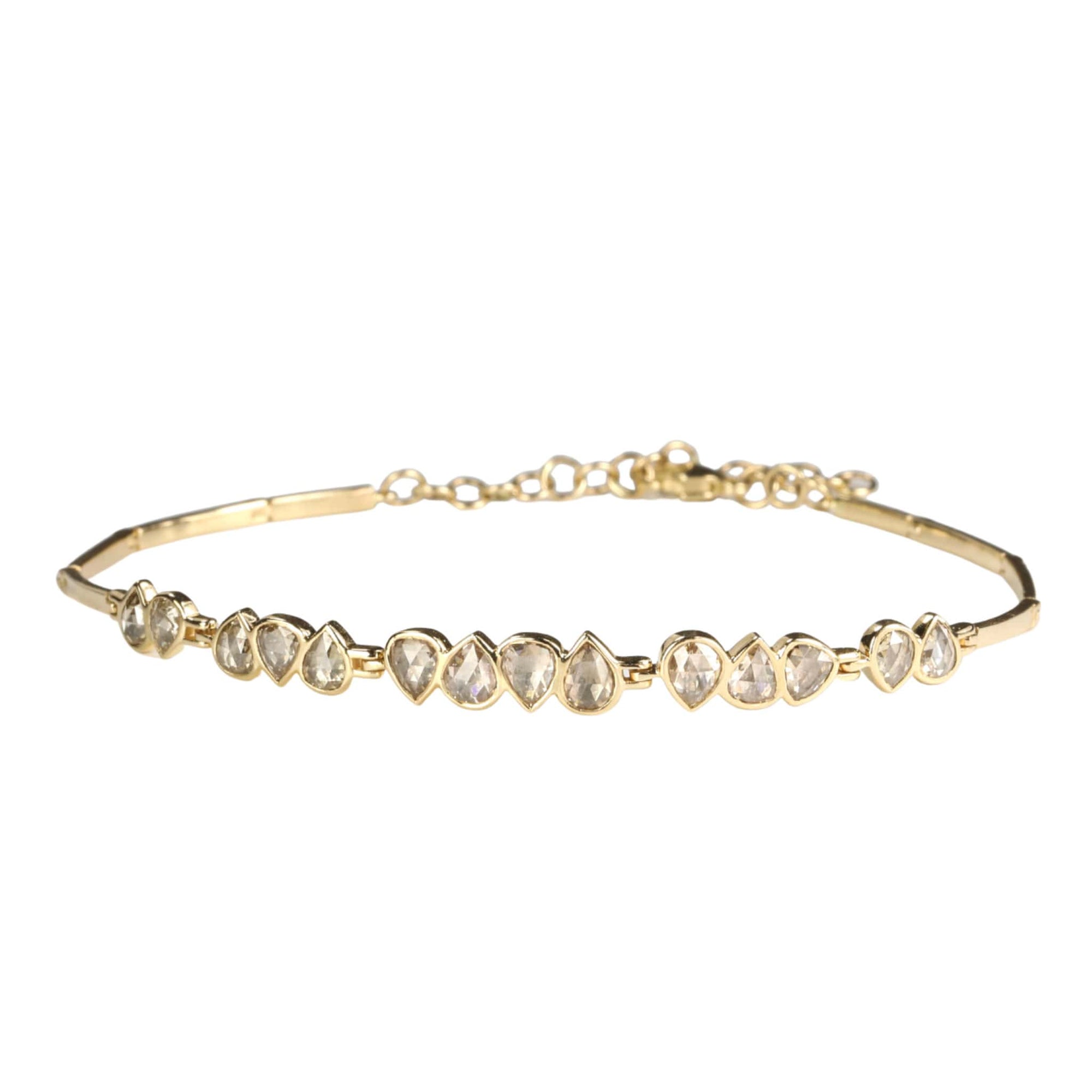 14K Gold &quot;Articulated&quot; Bracelet with Rosecut Grey Diamonds - Peridot Fine Jewelry - Celine Daoust