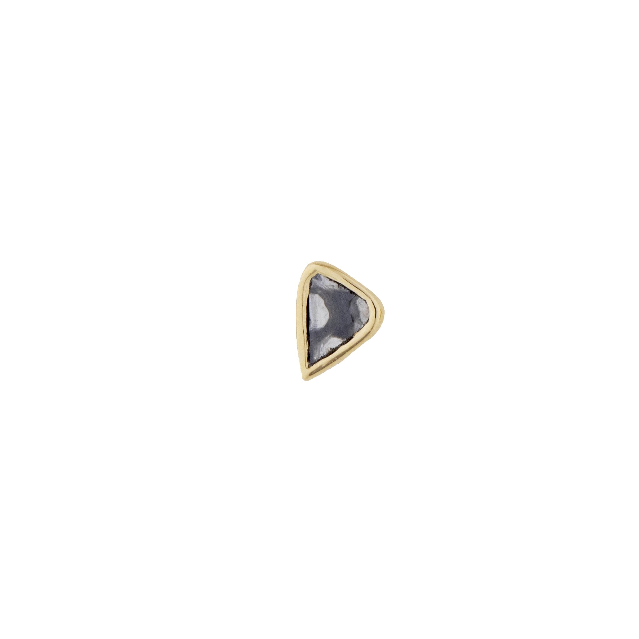 14K Gold Asymmetrical Triangular Polki Diamond Stud - Peridot Fine Jewelry - Celine Daoust