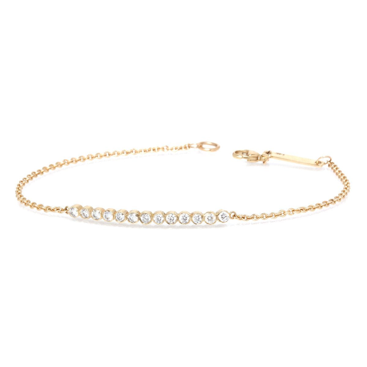14K Gold Bezel-Set Diamond Bar Chain Bracelet - Peridot Fine Jewelry - Zoe Chicco