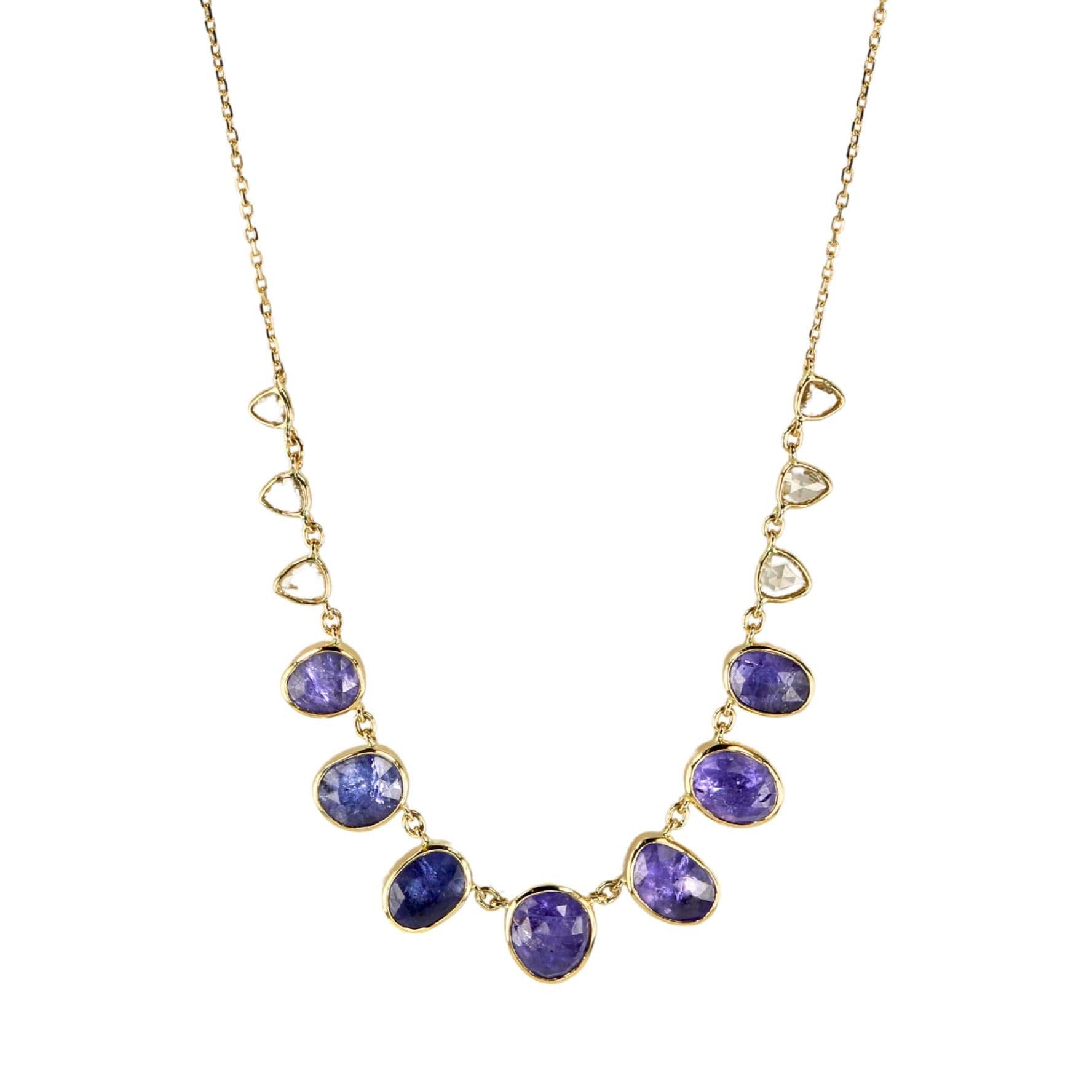 14K Gold Bezel-Set Tanzanite Multi-Drop Necklace - Peridot Fine Jewelry - Celine Daoust