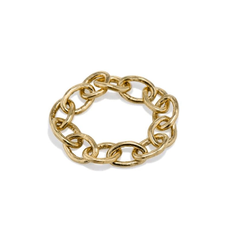 14K Gold &quot;Dean&quot; Chain Ring - Peridot Fine Jewelry - Sarah Macfadden