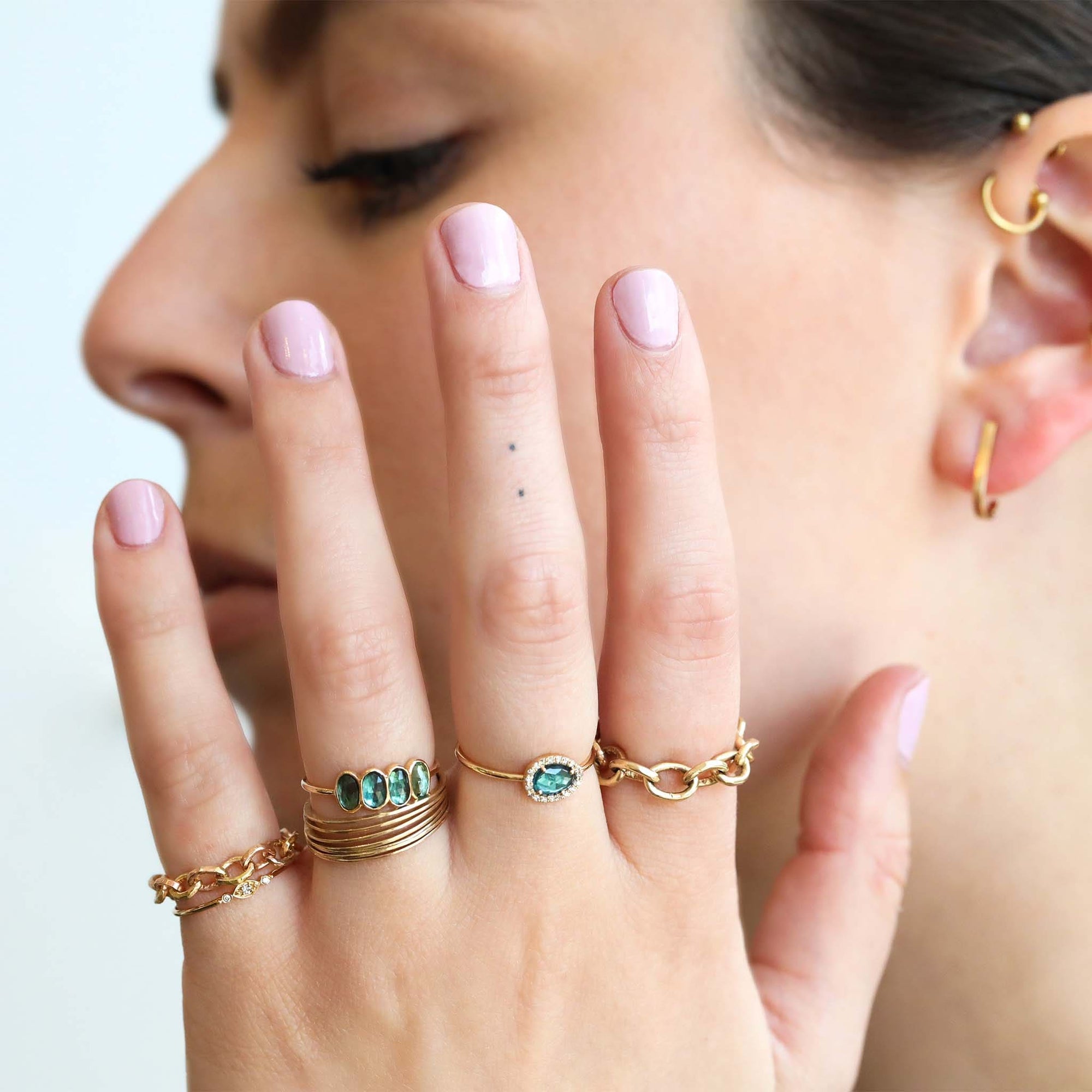 14K Gold &quot;Dean&quot; Chain Ring - Peridot Fine Jewelry - Sarah Macfadden