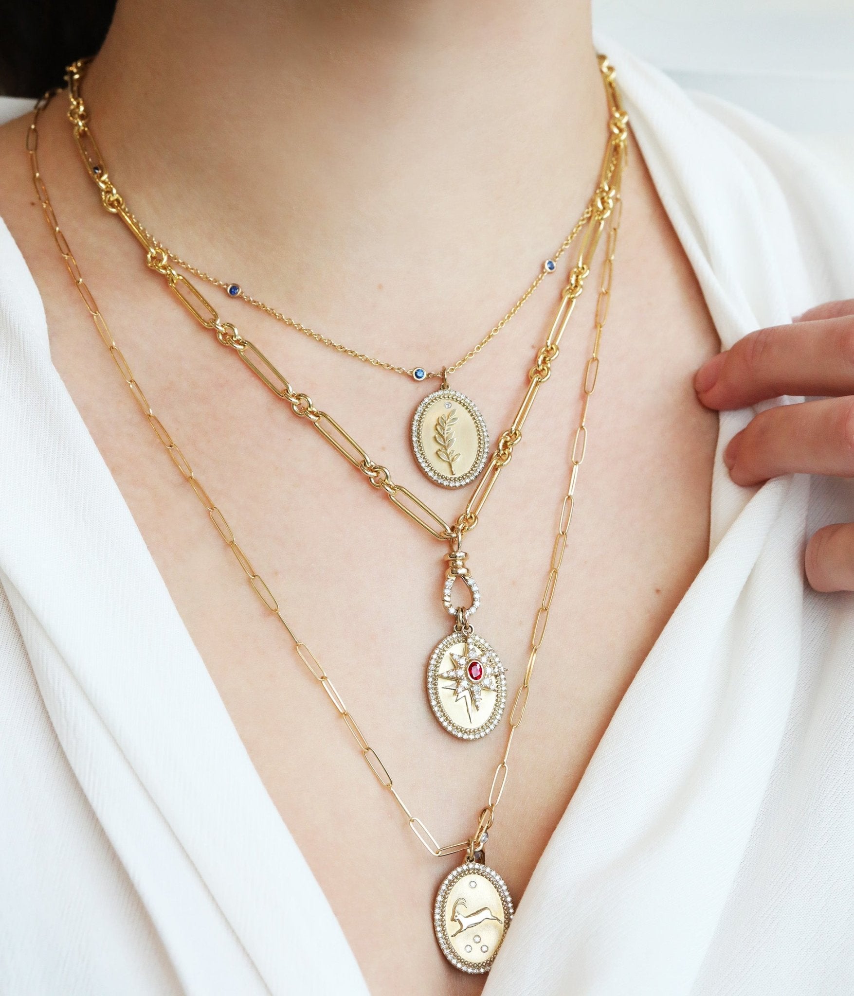 14K Gold "Esme " Paperclip Chain Necklace - 18" - Peridot Fine Jewelry - Zahava
