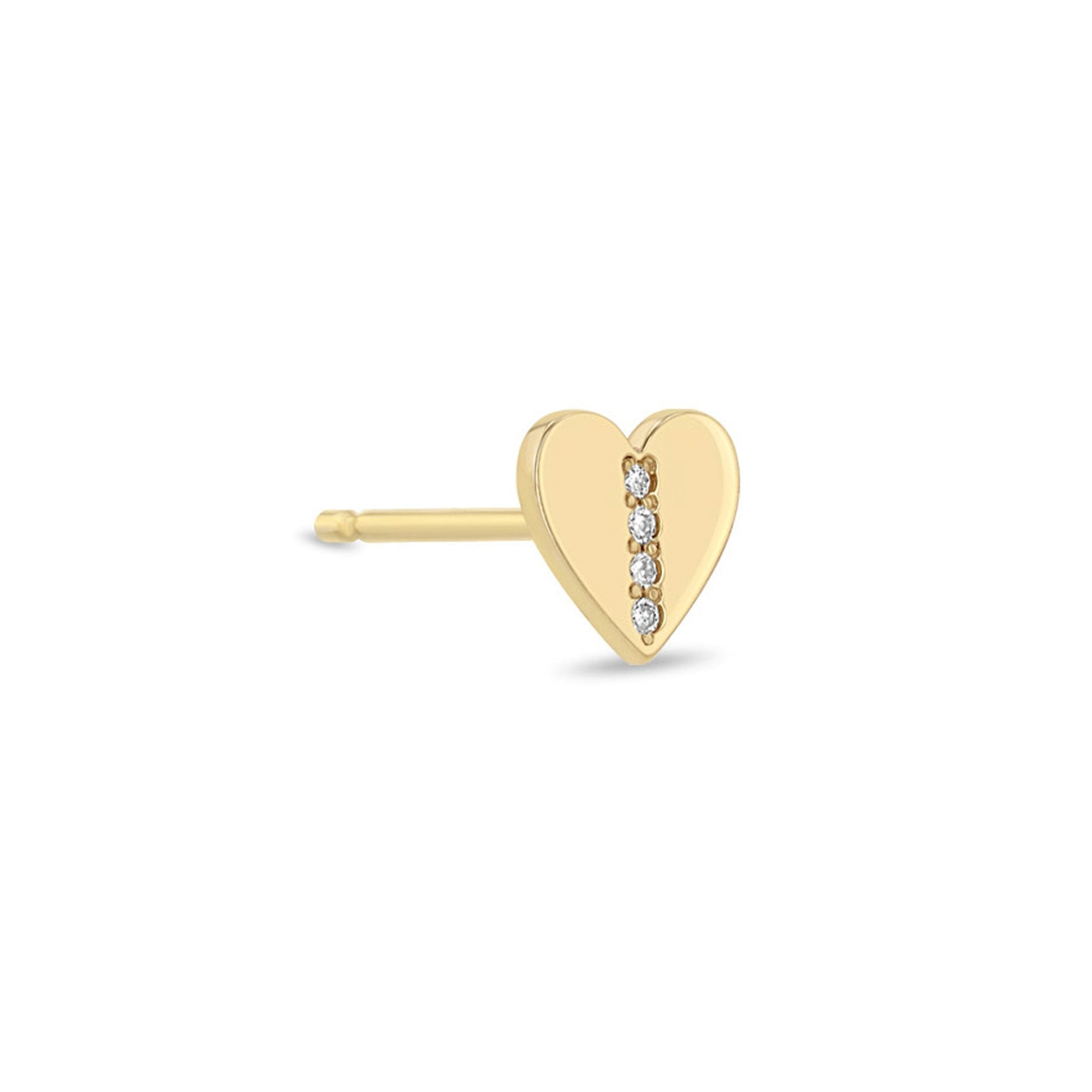 14K Gold Heart Stud with Pave Diamond Row - Peridot Fine Jewelry - Zoe Chicco