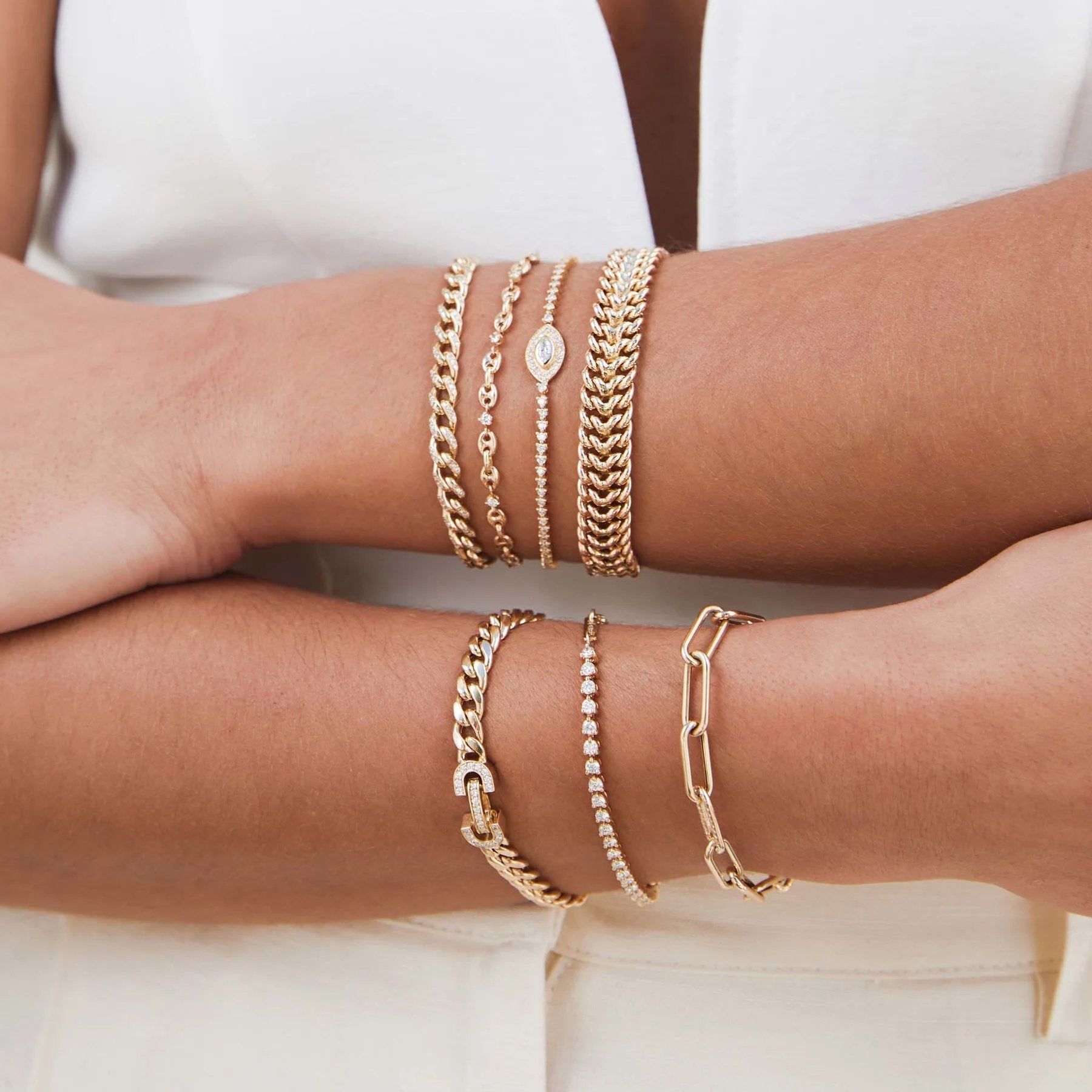 14K Gold Large Paperclip Chain Bracelet with Single Pave Diamond Link - Peridot Fine Jewelry - Zoe Chicco