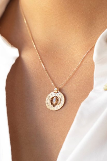 14K Gold &quot;Open Heart&quot; Marquise Diamond Necklace - Peridot Fine Jewelry - Celine Daoust
