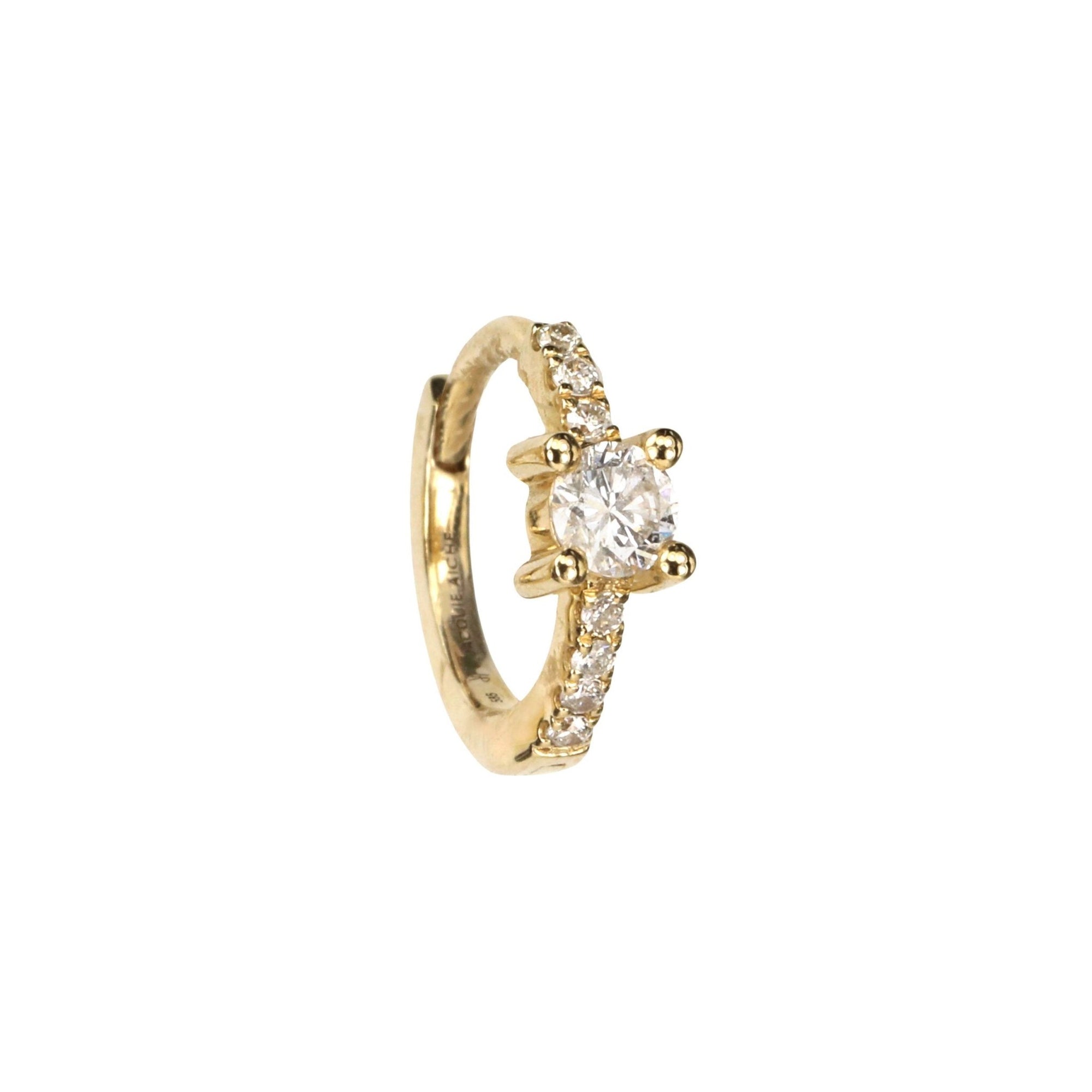 14K Gold Prong-Set and Pave Diamond Huggie - Peridot Fine Jewelry - Jacquie Aiche