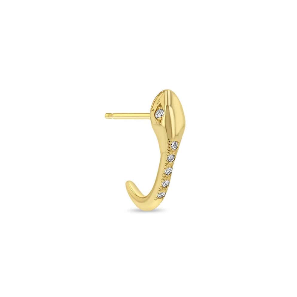 14K Gold Snake Huggies with Diamonds - Peridot Fine Jewelry - Zoe Chicco