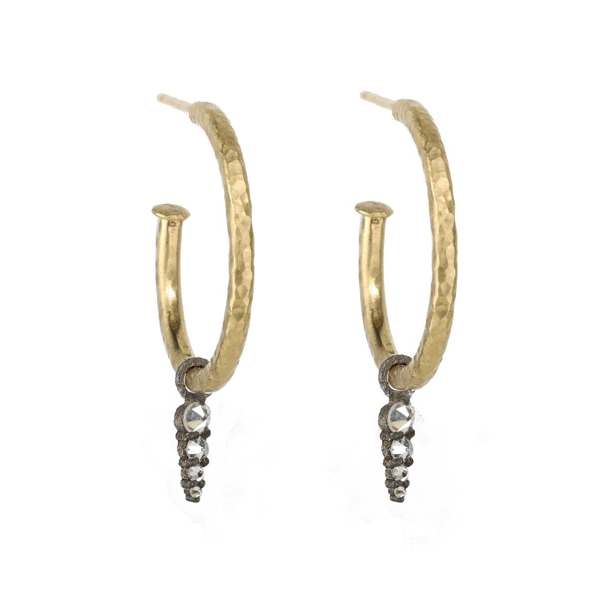 18 Karat Gold Large Hammered Hoop Earrings - Peridot Fine Jewelry - TAP by Todd Pownell