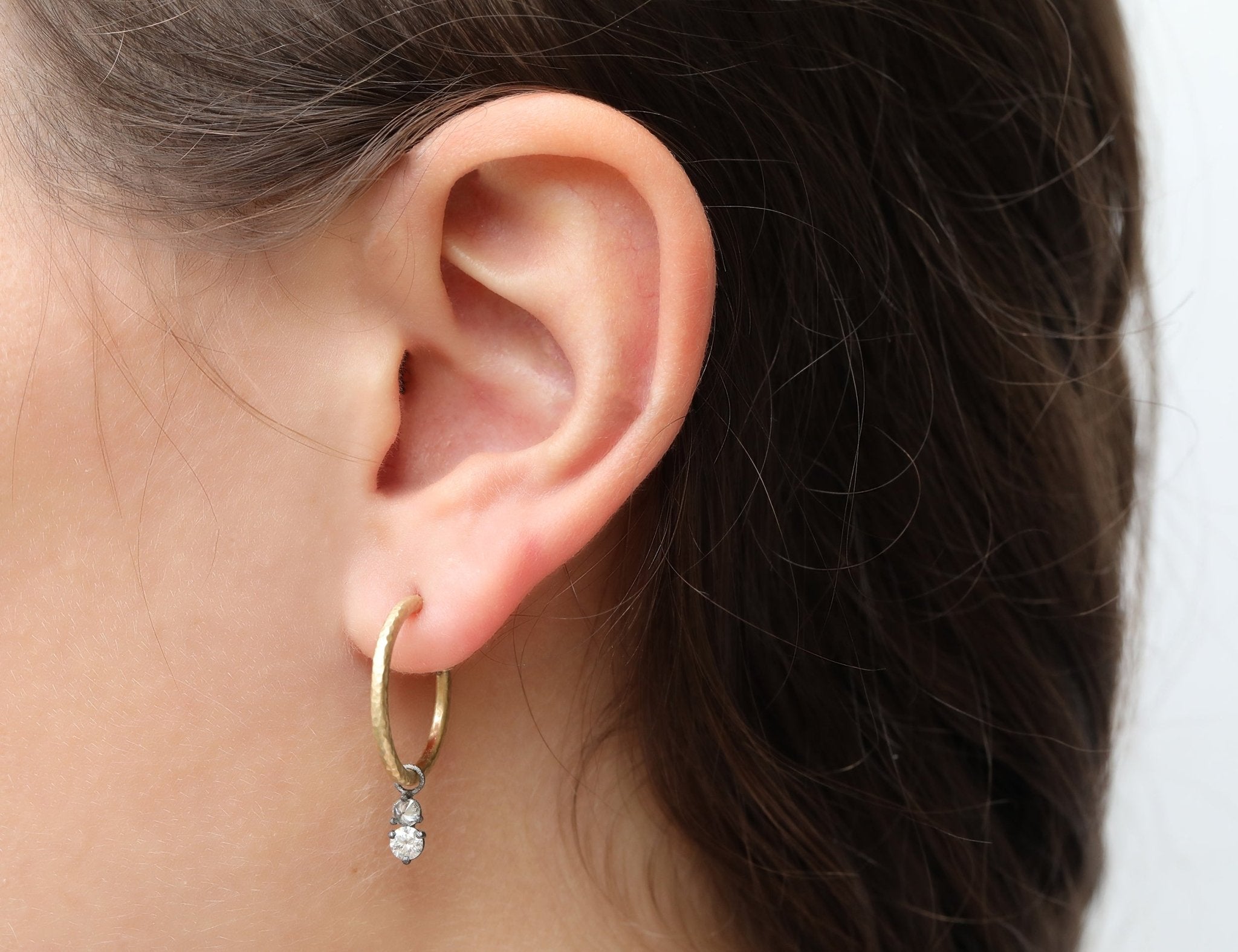 18 Karat Gold Large Hammered Hoop Earrings - Peridot Fine Jewelry - TAP by Todd Pownell