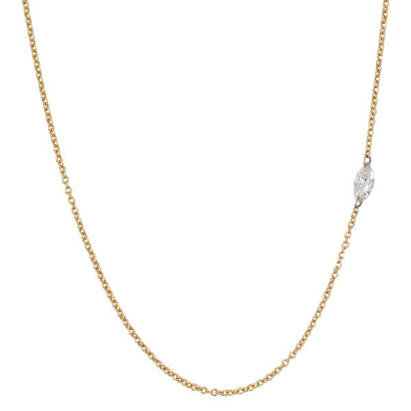 18 Karat Gold Marquis Free - Set Diamond Necklace - Peridot Fine Jewelry - TAP by Todd Pownell