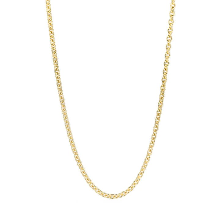 18 Karat Yellow Gold Medium Weight Cable Chain Necklace with Lobster Clasp - Peridot Fine Jewelry - Caroline Ellen